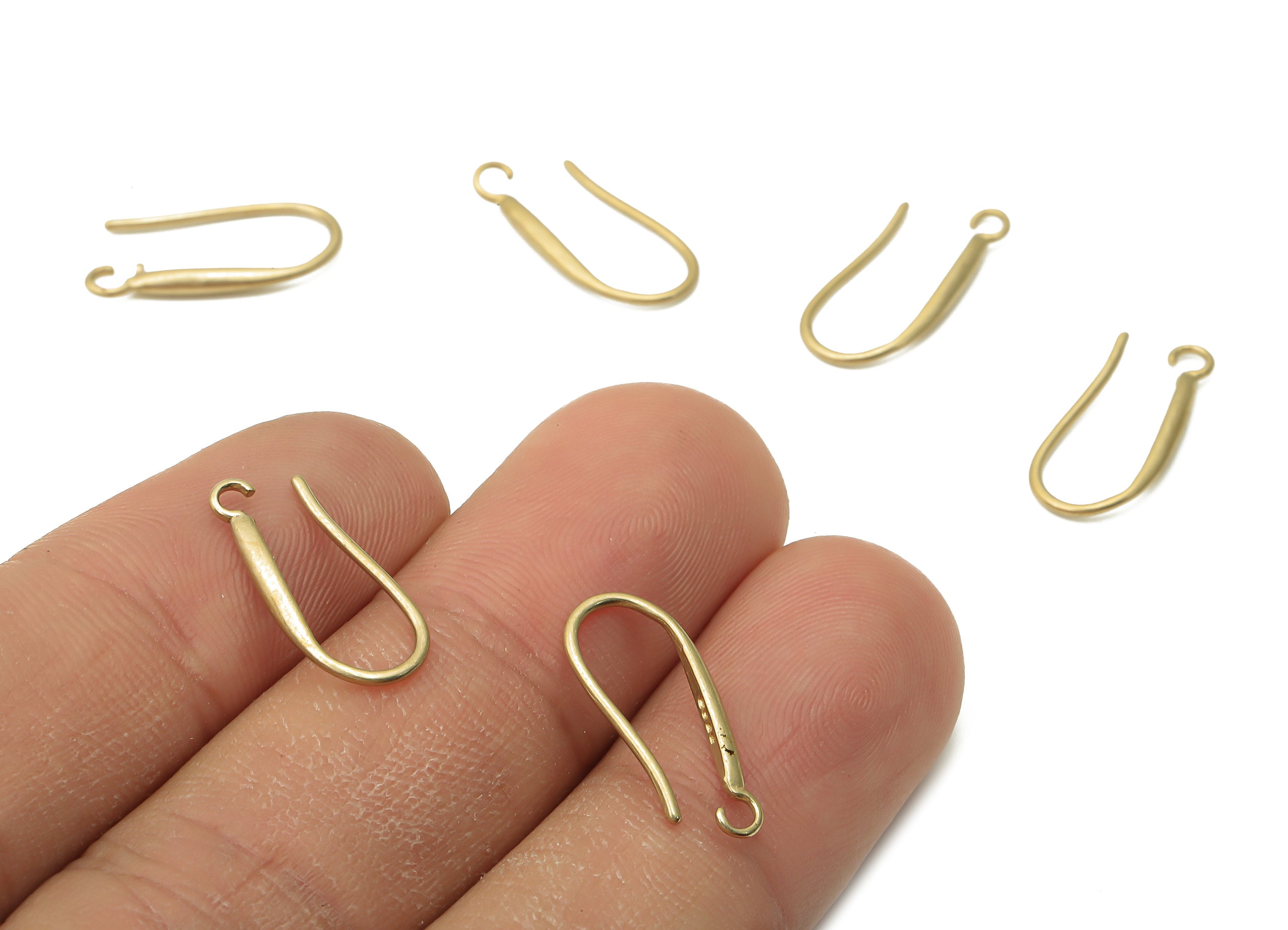 Brass Earrings Wires - Raw Brass Earrings Hooks With Loop - Earrings Findings - Raw Brass Earrings Wires - 18.05x7.46x1.07mm - PP7776 - DOMEDBAZAAR