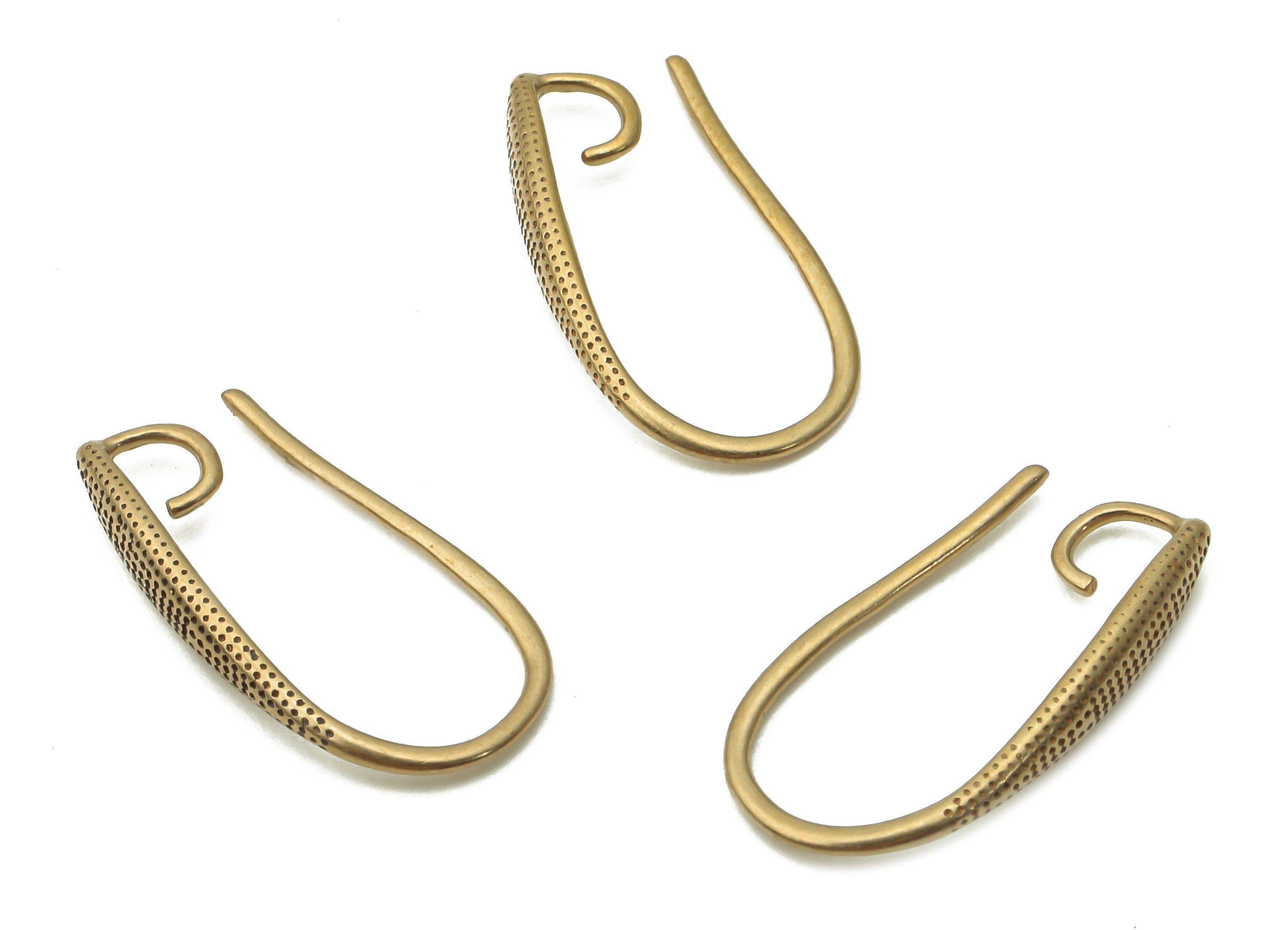 Brass Earrings Wires - Raw Brass Spots Earrings Hooks - Brass Earrings Findings - Brass Earring Hook - 17.36x8.9x2.76mm - PP7777 - DOMEDBAZAAR