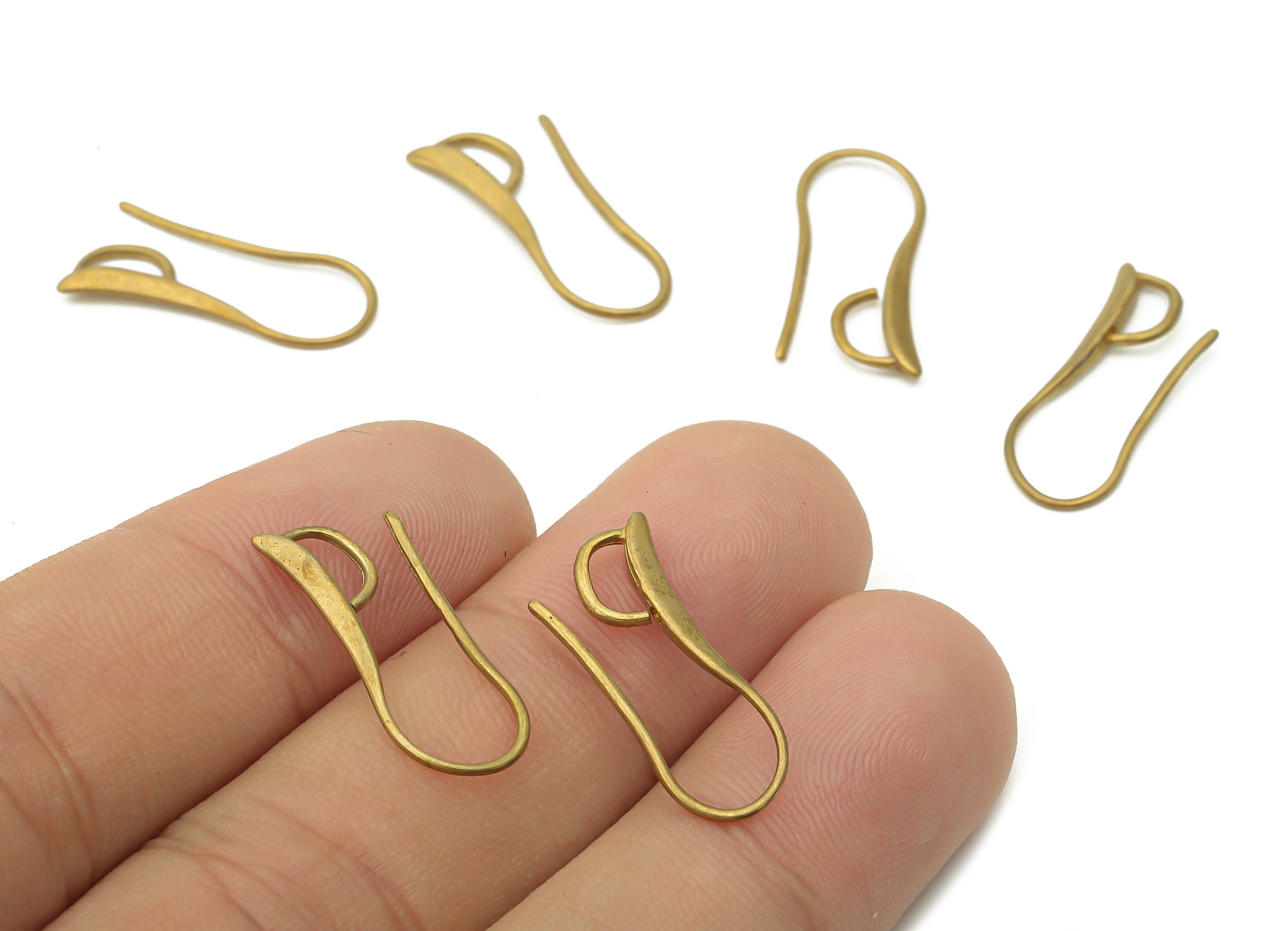 Brass Earrings Wires - Raw Brass Round Earring Hooks - Earrings Wires - Brass Earrings Findings - 21.95x8.07x1.6mm - PP7779 - DOMEDBAZAAR