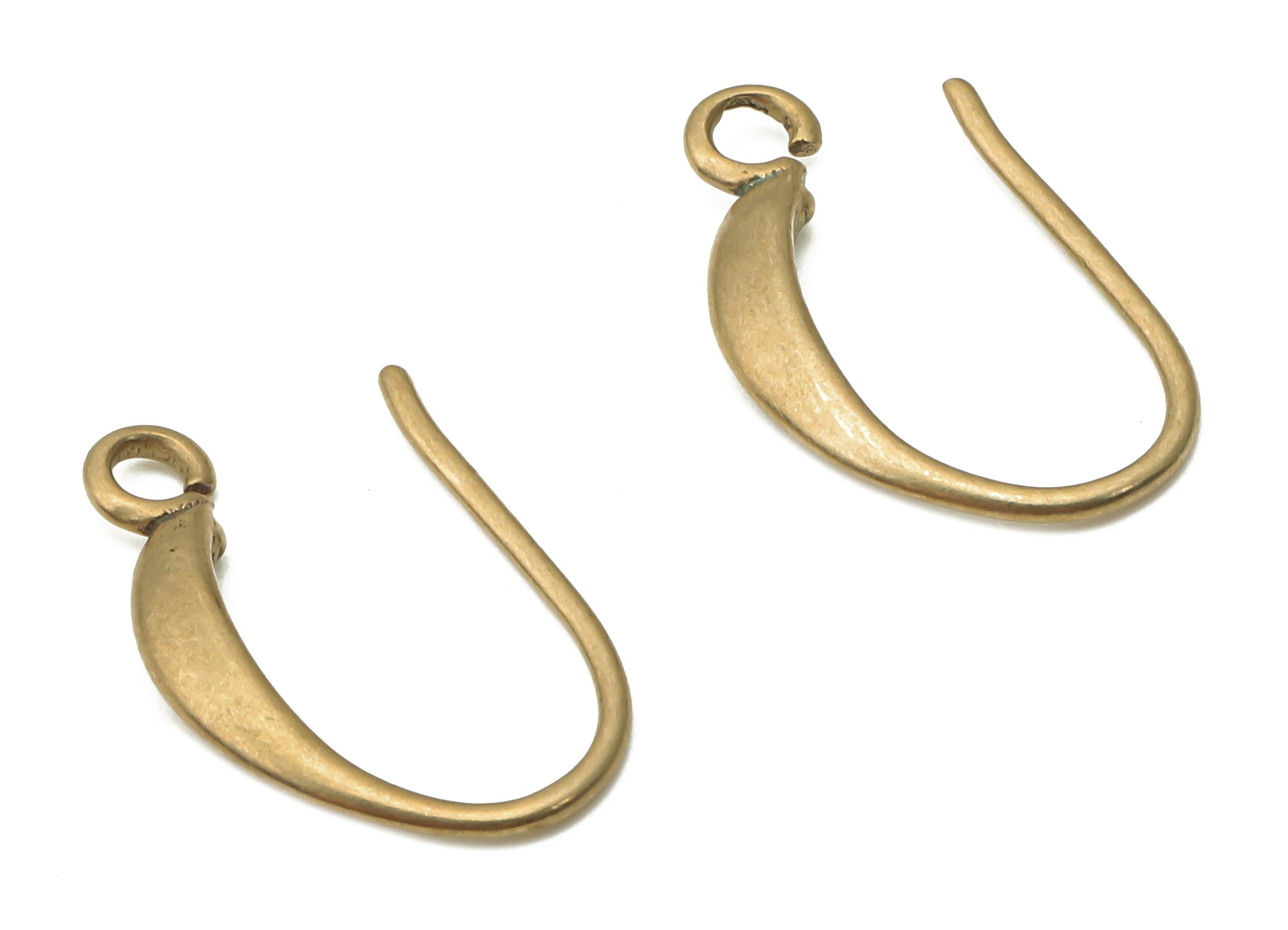 Brass Earrings Wires - Raw Brass Earring Hooks With Loop - Brass Ear Hooks - Earrings Wires - Brass Earring - 16.56x9.57x2.25mm - PP7783 - DOMEDBAZAAR