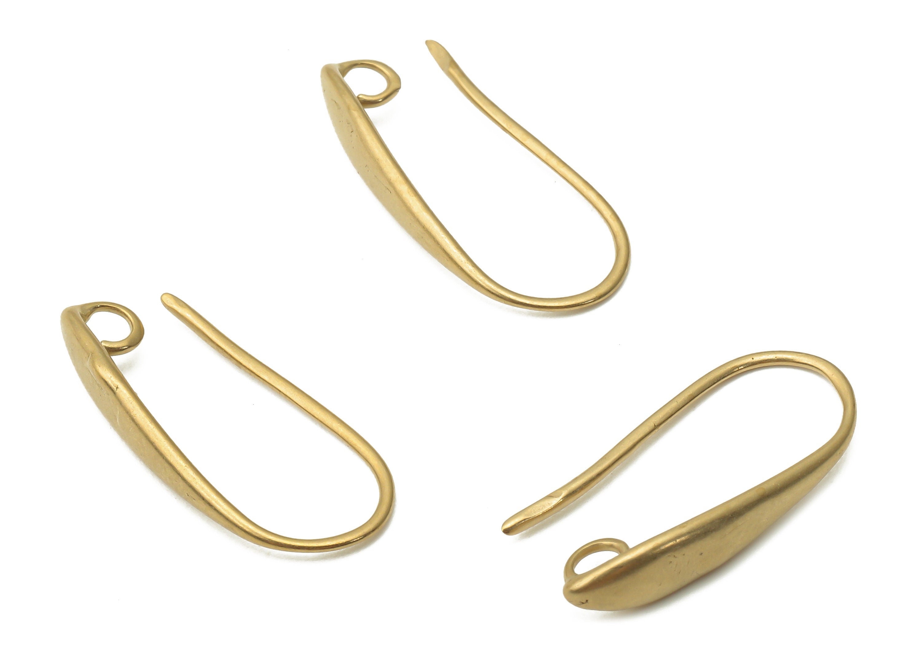 Brass Earrings Wires - Raw Brass Earring Hooks - Brass Ear Hooks Findings - Brass Wire Earrings - Brass Earring - 20.42x8.76x1.28mm - PP7785 - DOMEDBAZAAR
