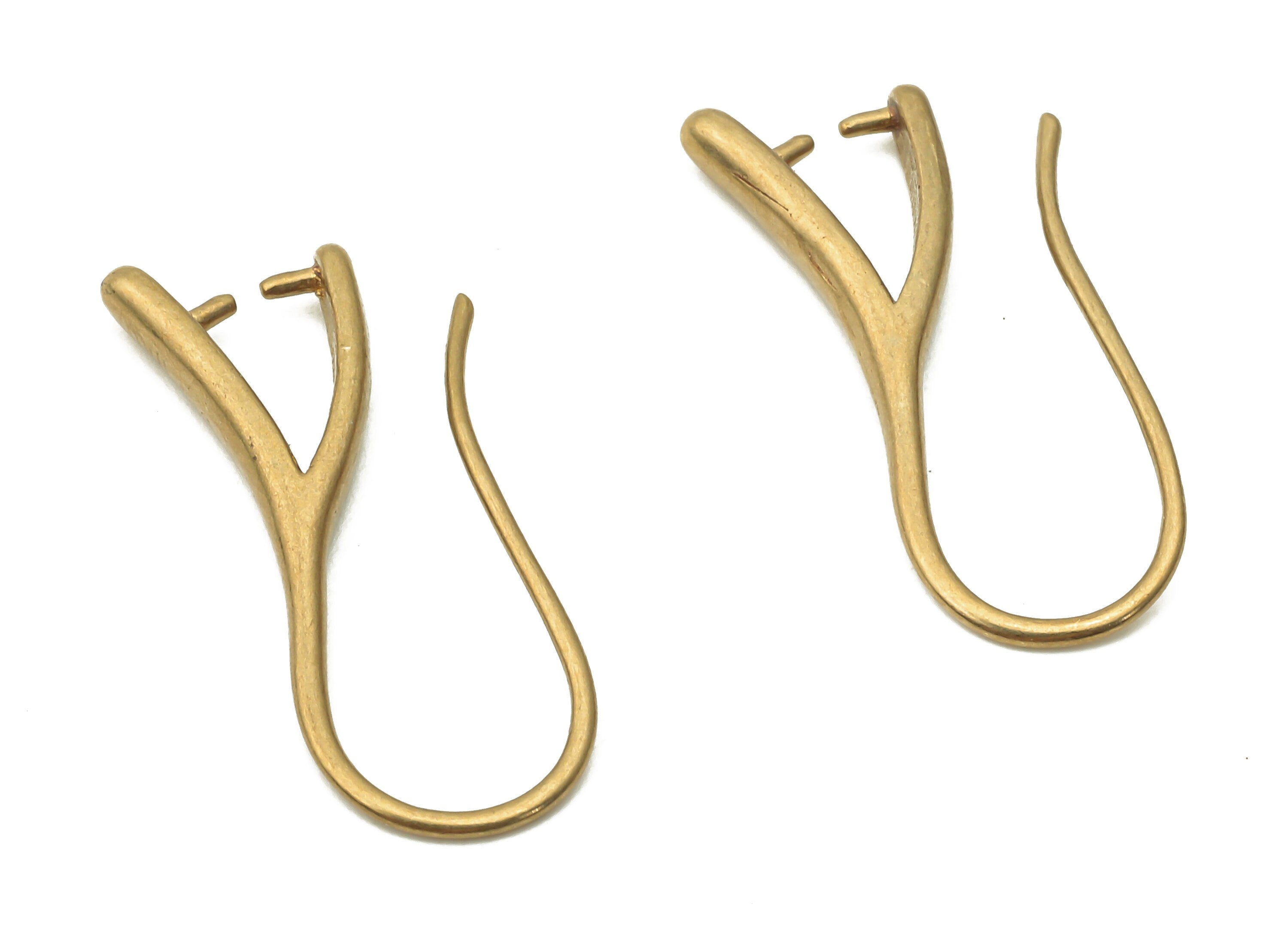 Brass Earrings Wires - Raw Brass Ear Hook Findings - Brass Earrings - Earrings Findings - 24.16x9.2x2.33mm - PP7787 - DOMEDBAZAAR