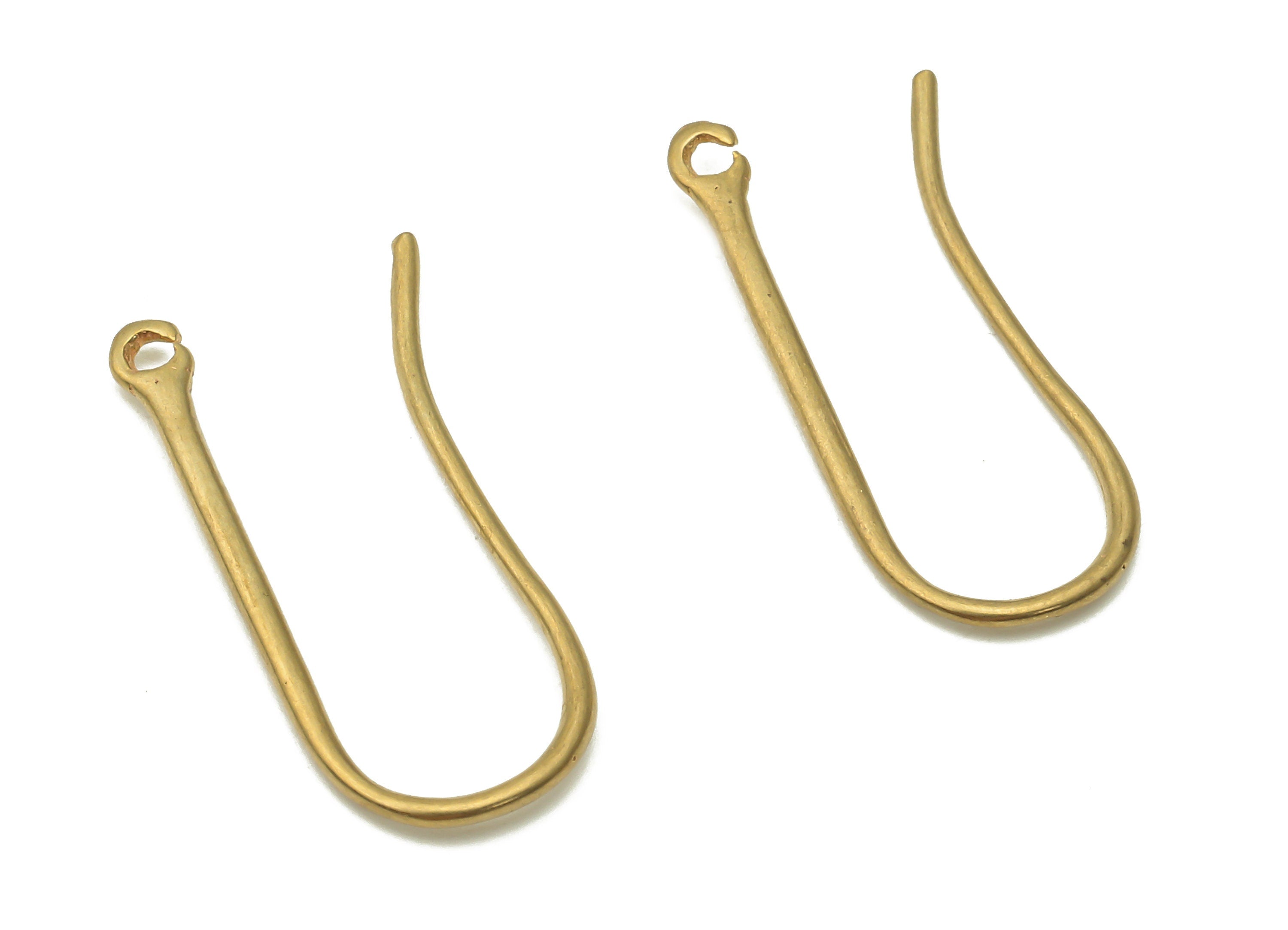 Brass Earrings Wires - Raw Brass Earring Hooks With Loop - Wire Earrings - Brass Earring - 24.97x10.21x1.35mm - PP7790 - DOMEDBAZAAR