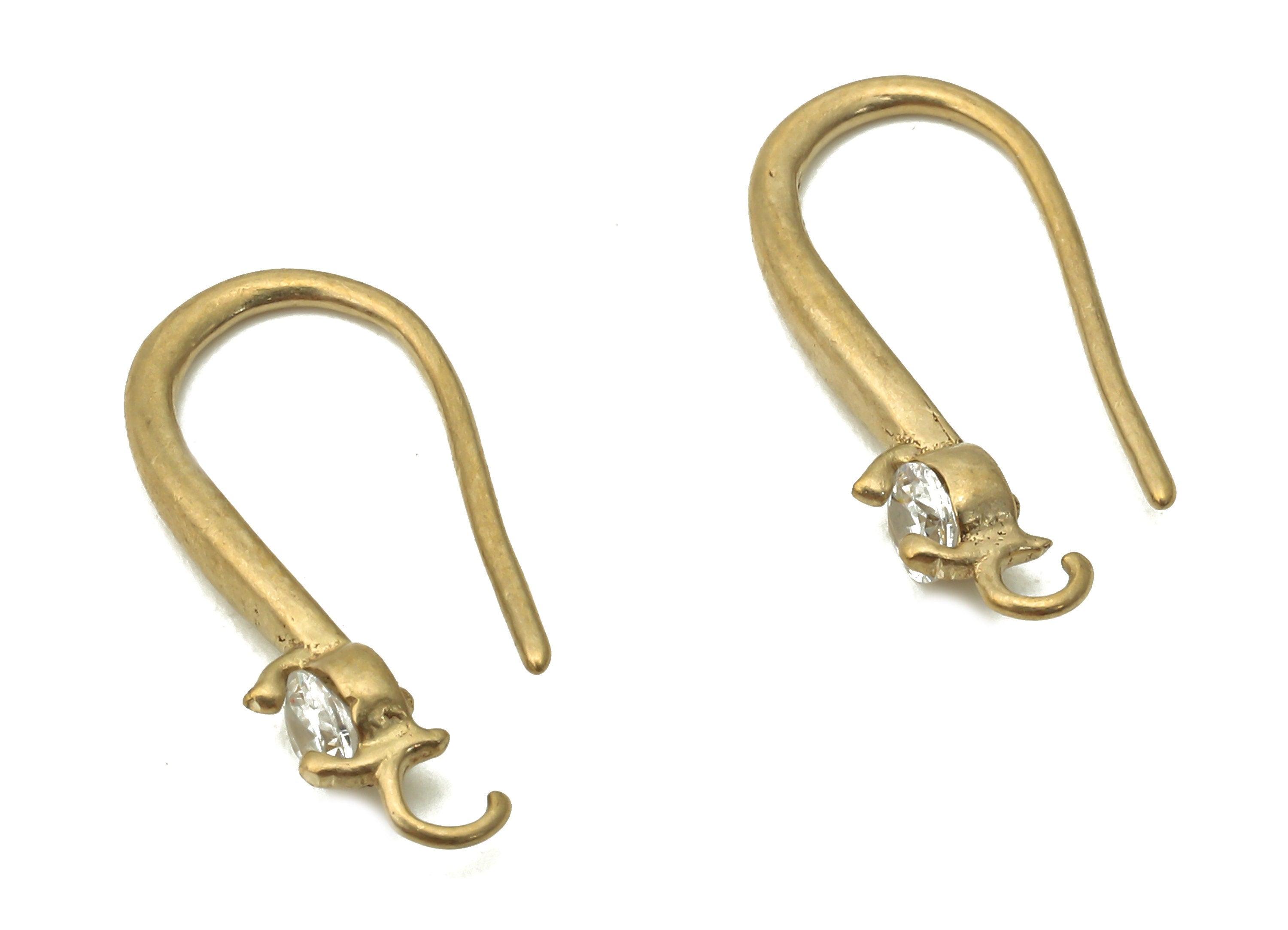 Brass Earrings Wires - Raw Brass Earrings Hooks With Zircon - Brass Earrings Findings - Brass Earrings - 18.47x8.12x1.89mm - PP7791 - DOMEDBAZAAR