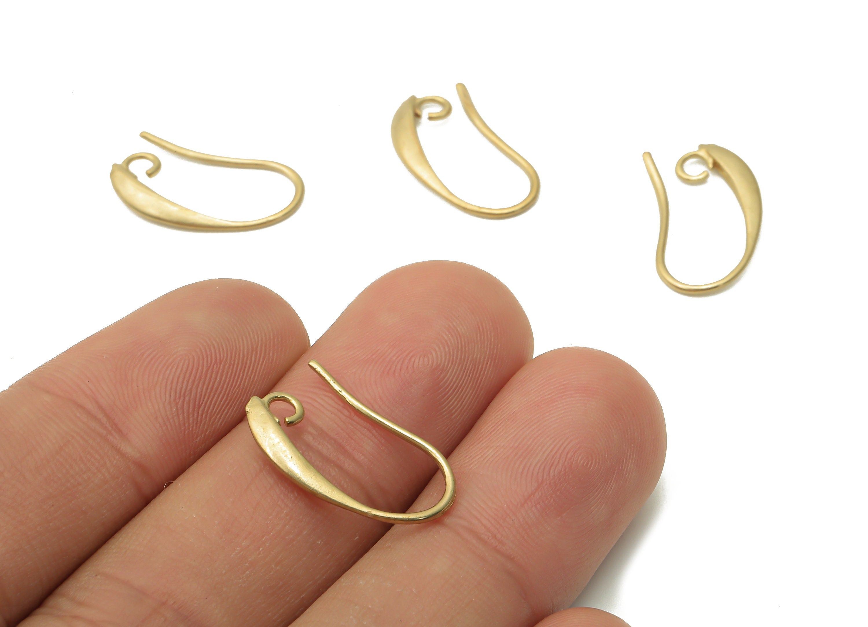 Brass Earrings Wires - Raw Brass Hook Earrings - Brass Hook Pendant - Brass Earrings Findings - Brass Wires - 19.23x9.47x2.23mm - PP7794 - DOMEDBAZAAR