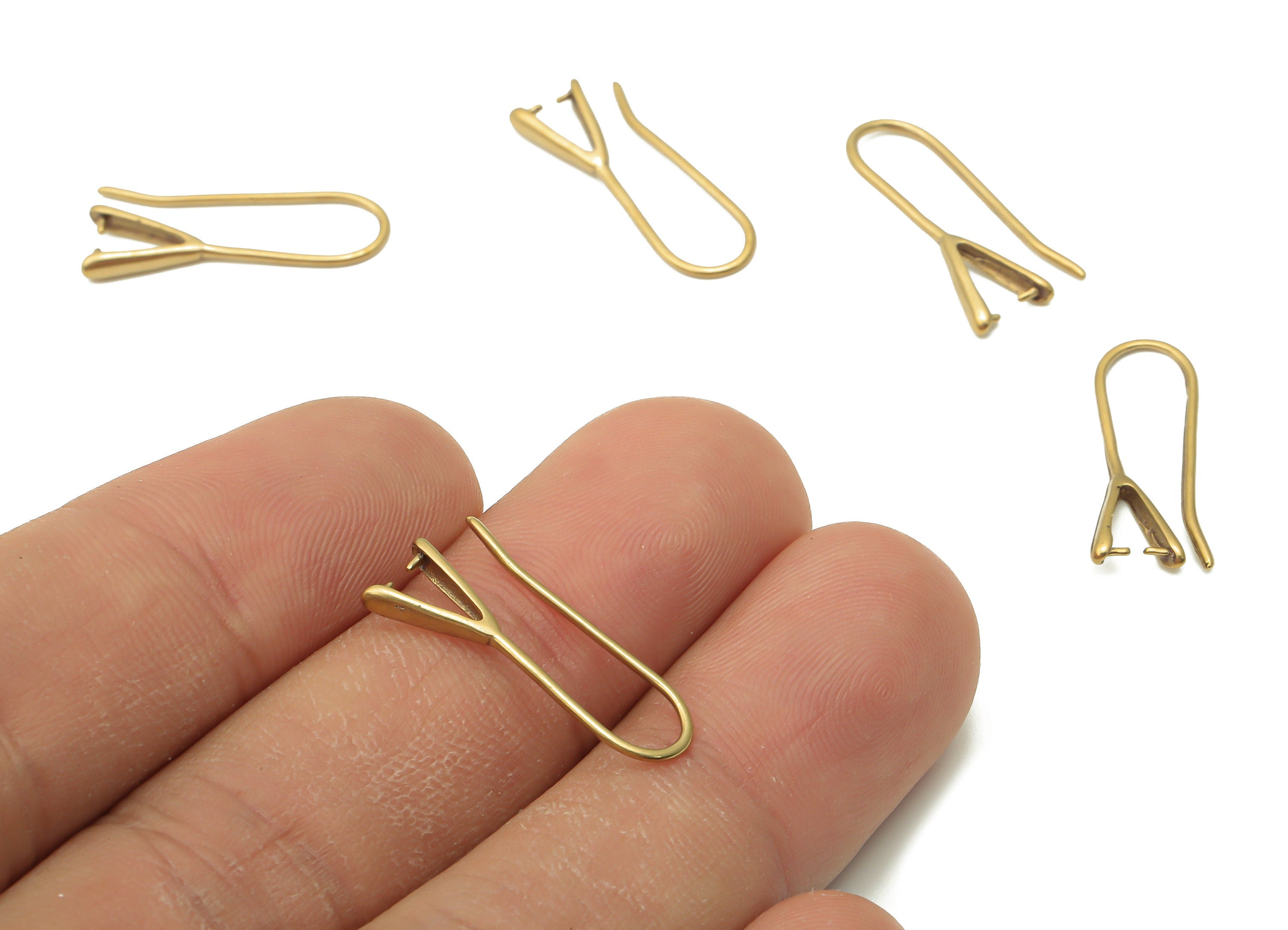 Brass Earrings Wires - Raw Brass Ear Hook Findings - Brass Earrings - Earrings Findings - Earrings Findings - 21.14x6.87x0.66mm - PP7799 - DOMEDBAZAAR