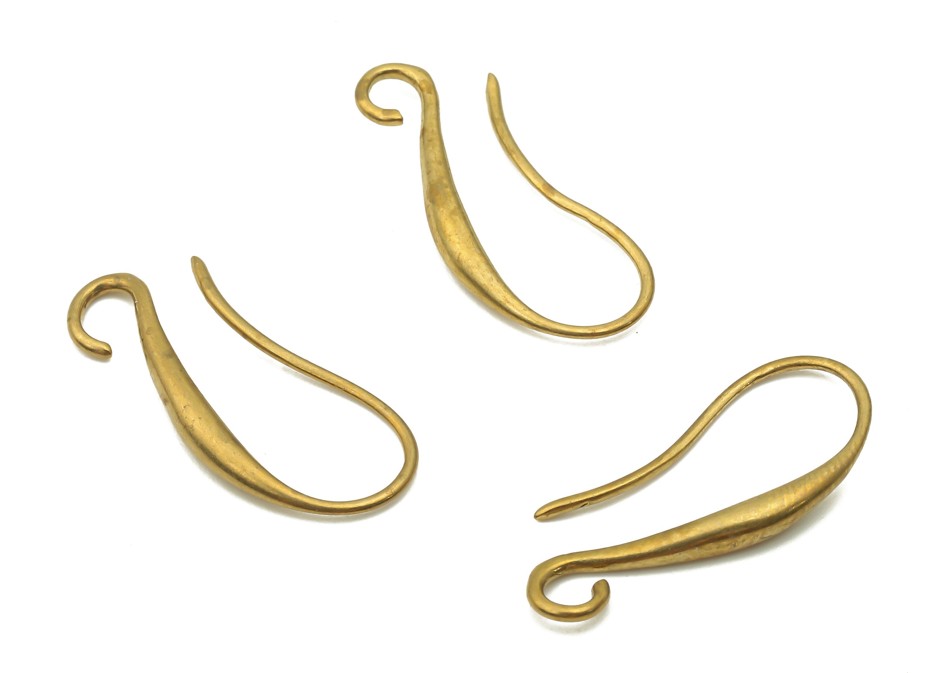 Brass Earrings Wires - Raw Brass Oval Ear Hooks - Brass Oval Pendant - Earrings Wires - Brass Earrings Hooks - 2.35x20.36x2.07mm - PP7800 - DOMEDBAZAAR
