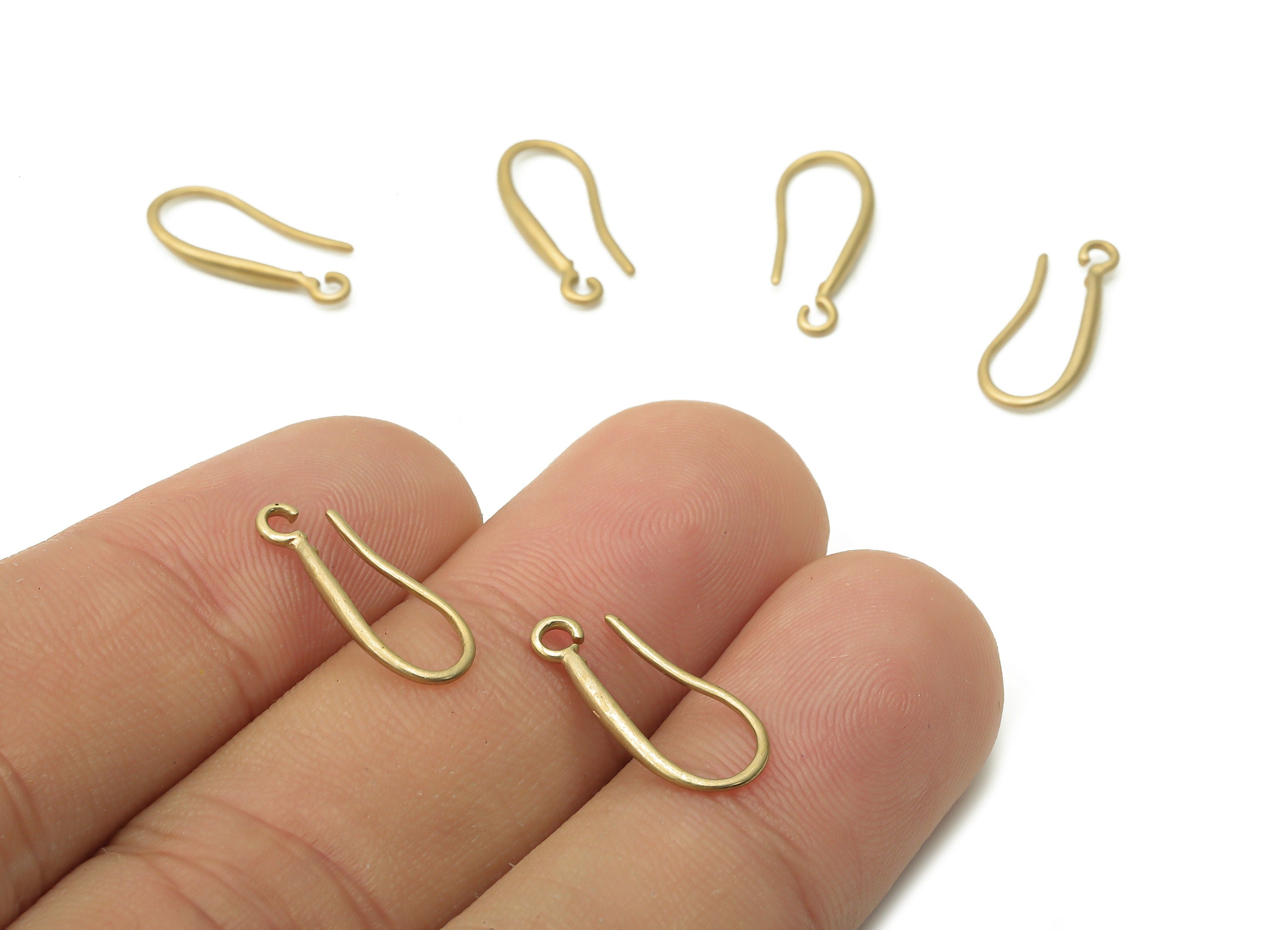Brass Earrings Wires - Raw Brass Earrings Hooks With Loop - Earrings Findings - Raw Brass Earrings Wires - 16.12x6.66x1.67mm - PP7803 - DOMEDBAZAAR