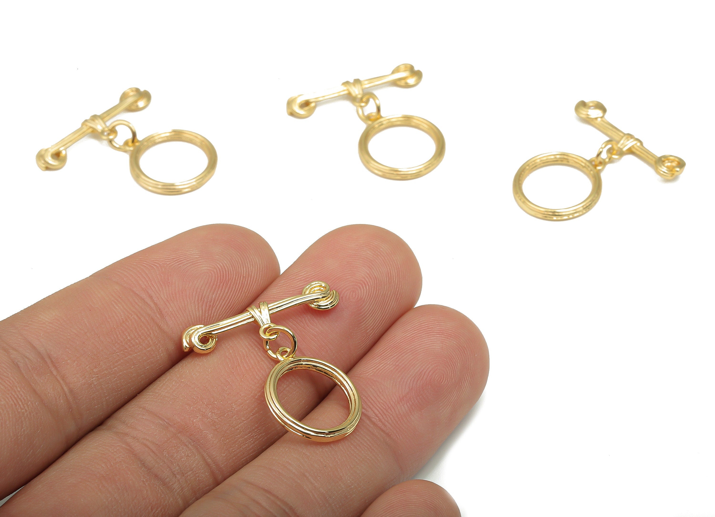 Brass Toggle Clasp - Gold Round Toggle Clasp - 18K Real Gold Plated Brass - For Necklace - Bracelet Toggle Clasp - 23.2x21.8x2.1mm - RGP4563 - DOMEDBAZAAR