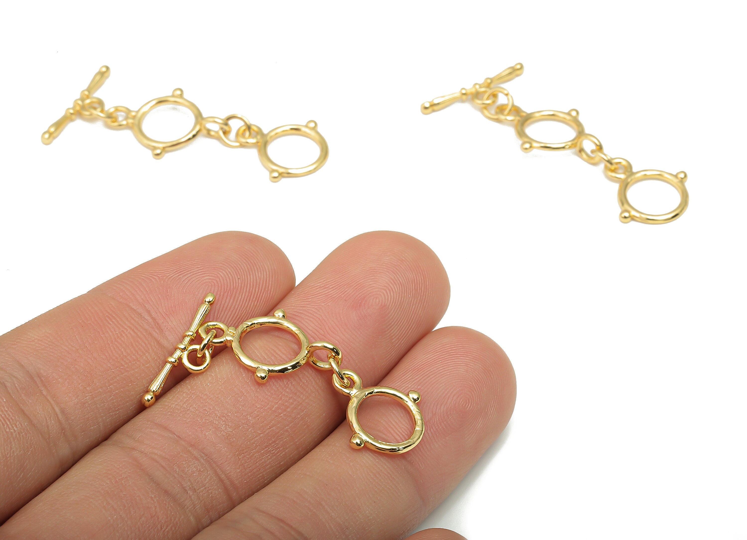 Brass Toggle Clasp - Brass Round Toggle Clasp - 18K Real Gold Plated Brass - Bracelet Toggle - Toggle Necklace - 39.27x18.13x1.8mm - RGP4570 - DOMEDBAZAAR