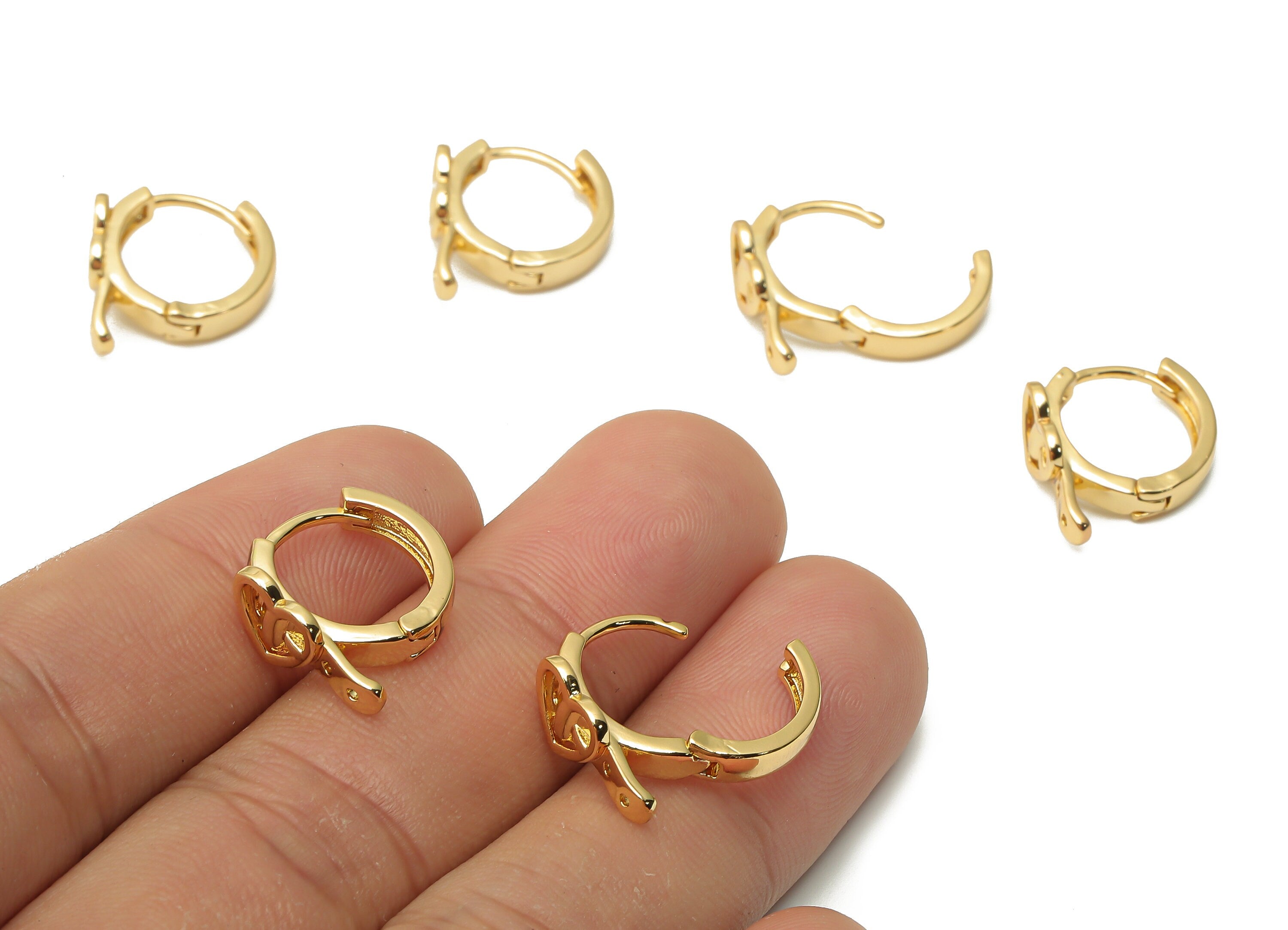 Brass Circle Earring Clasps - Brass Heart Belt Huggie Clasps - Thick and Wide Hoop Clasp - 18K Real Gold Plated - 16.6x14.52x2.23mm -RGP4954 - DOMEDBAZAAR