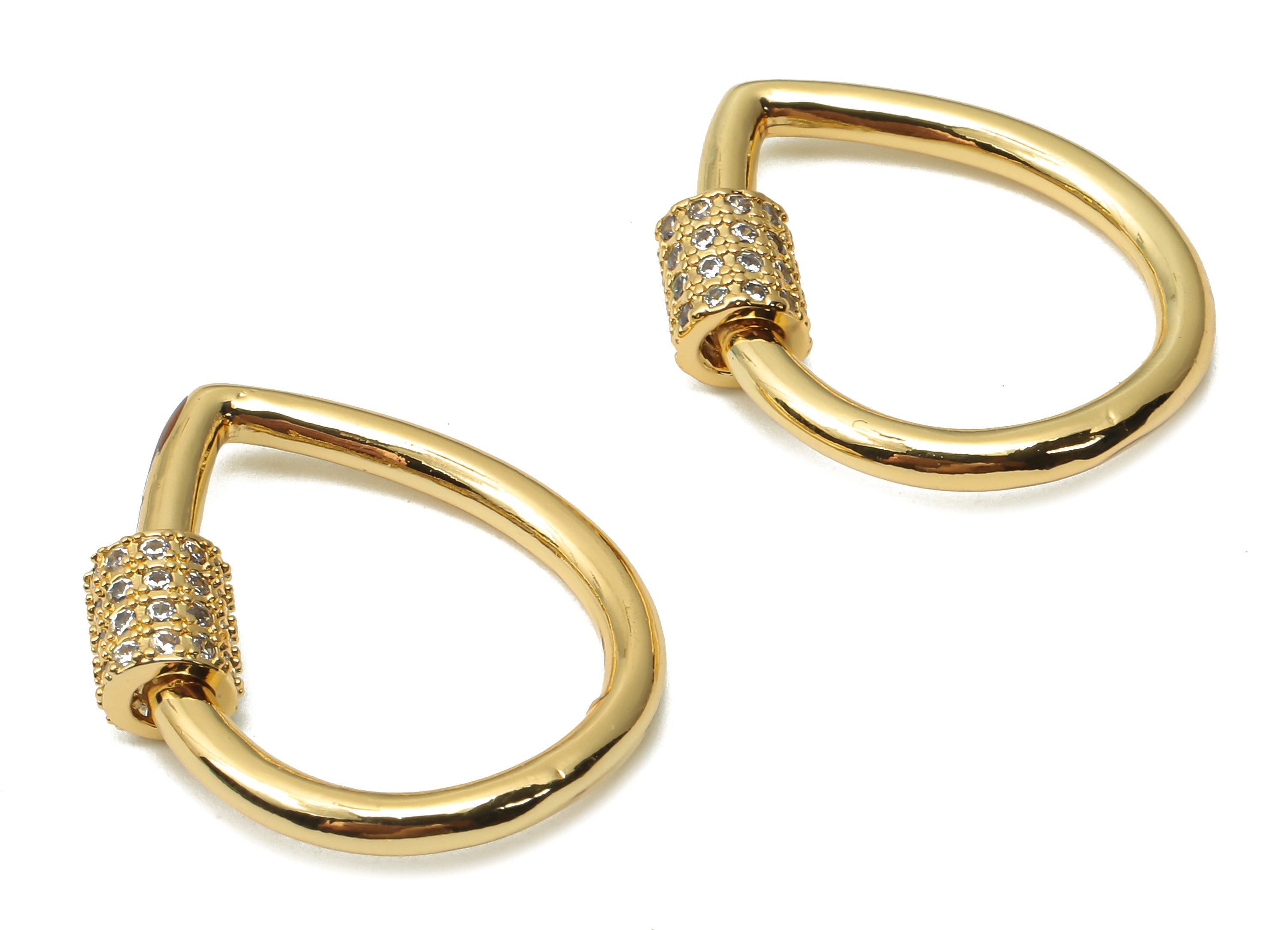 Brass Drop Screw Clasp Earrings - Brass Turnbuckle Lock Earrings - Brass Carabiner -18K Real Gold Plated -24.56x22.29x2.37mm - RGP4964 - DOMEDBAZAAR