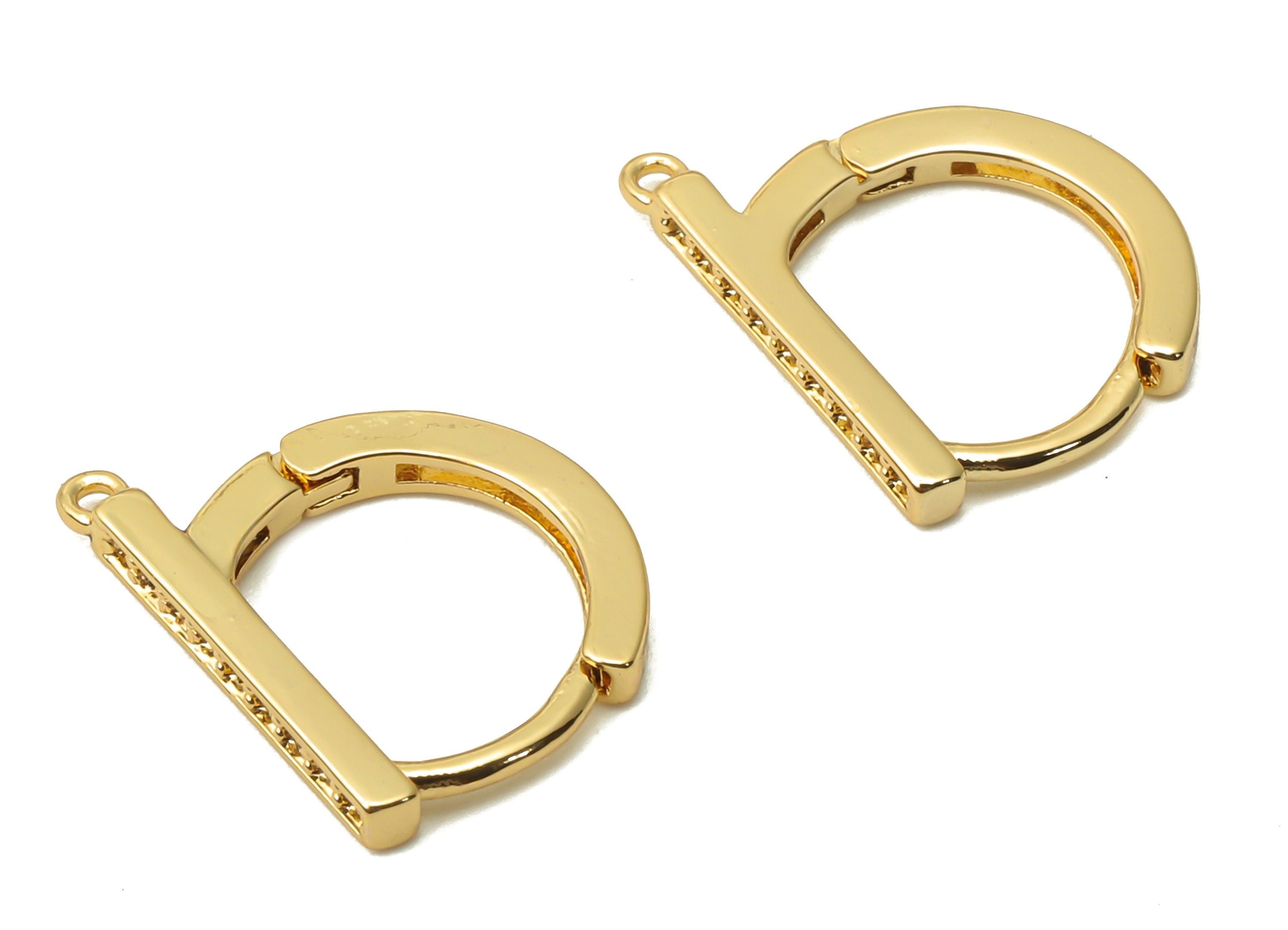 Brass Round Hoop Earring - Brass Huggie Hoop Earrings - Minimalist Bar Loop Earrings- 18K Real Gold Plated Brass - 12.7x10x1.26mm - RGP4999 - DOMEDBAZAAR