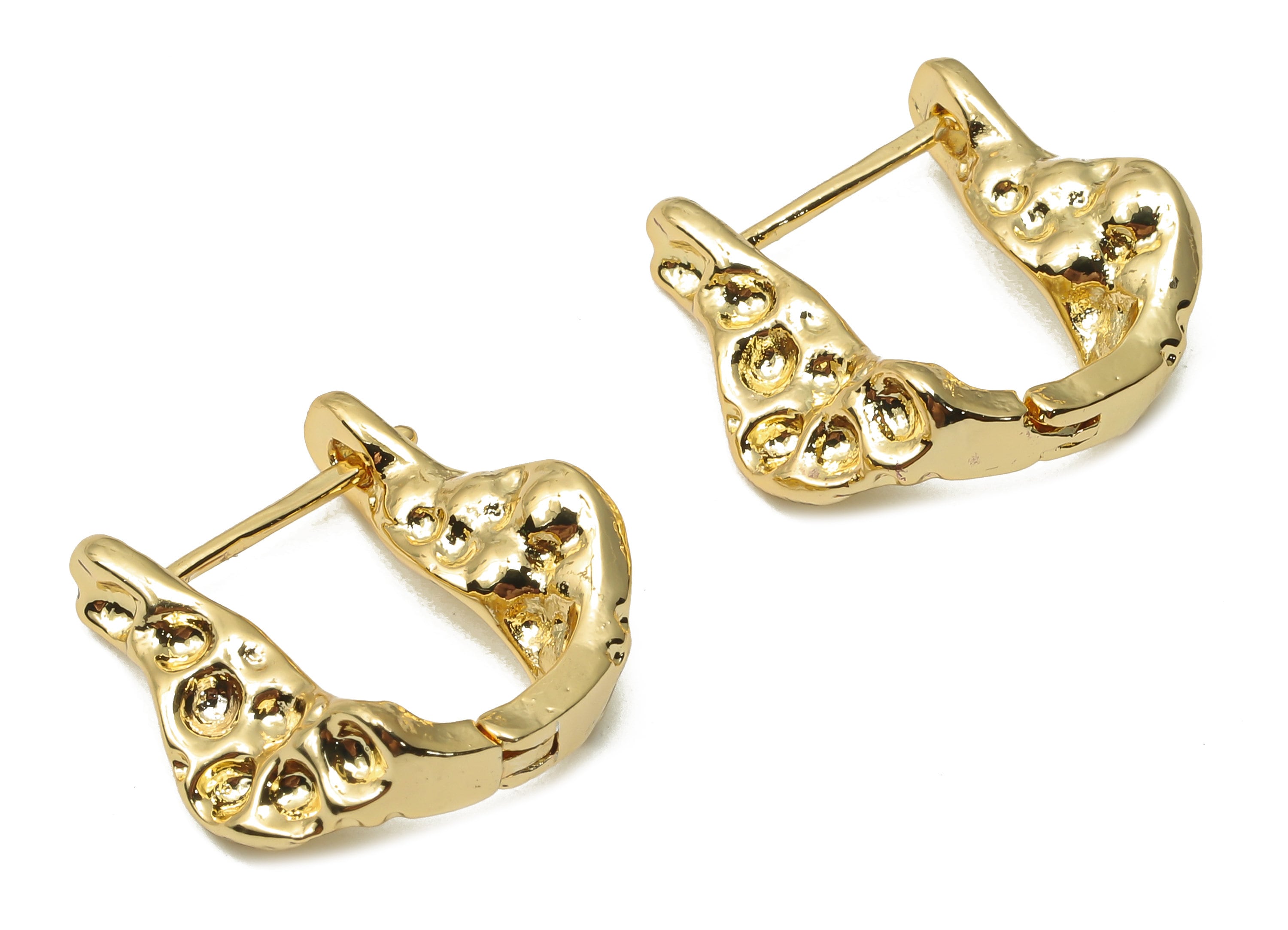 Brass Dainty Earrings Stud - Gold Plated Irregular Angle Hoop Earrings - Brass Posts Studs - 18K Real Gold Plated - 19x18.08x2.08mm -RGP5006 - DOMEDBAZAAR