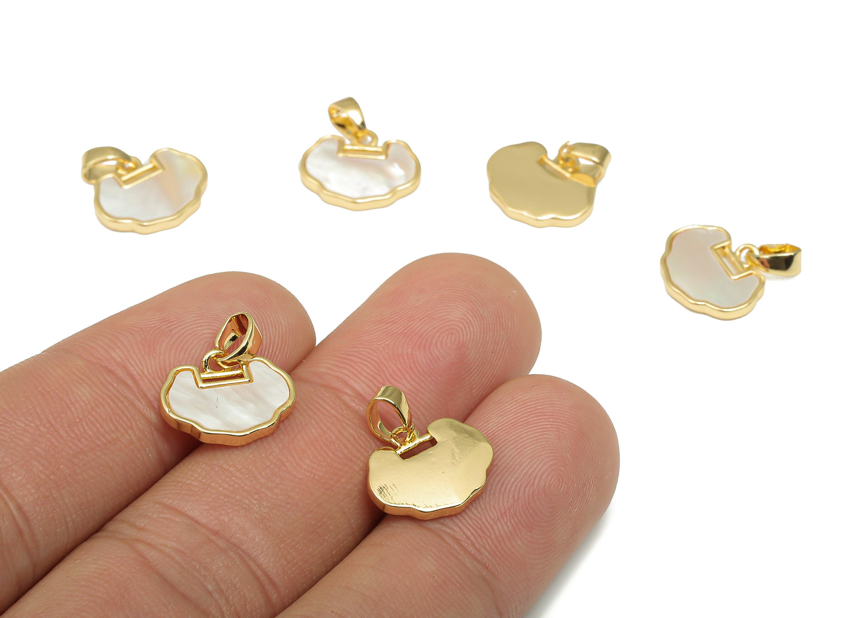 Brass Cloud Pendant - Gold MOP Shell Pendant - 18K Real Gold Plating - Mother of Pearl - For Necklace - 15x13.1x1.9mm - RGP4603 - DOMEDBAZAAR