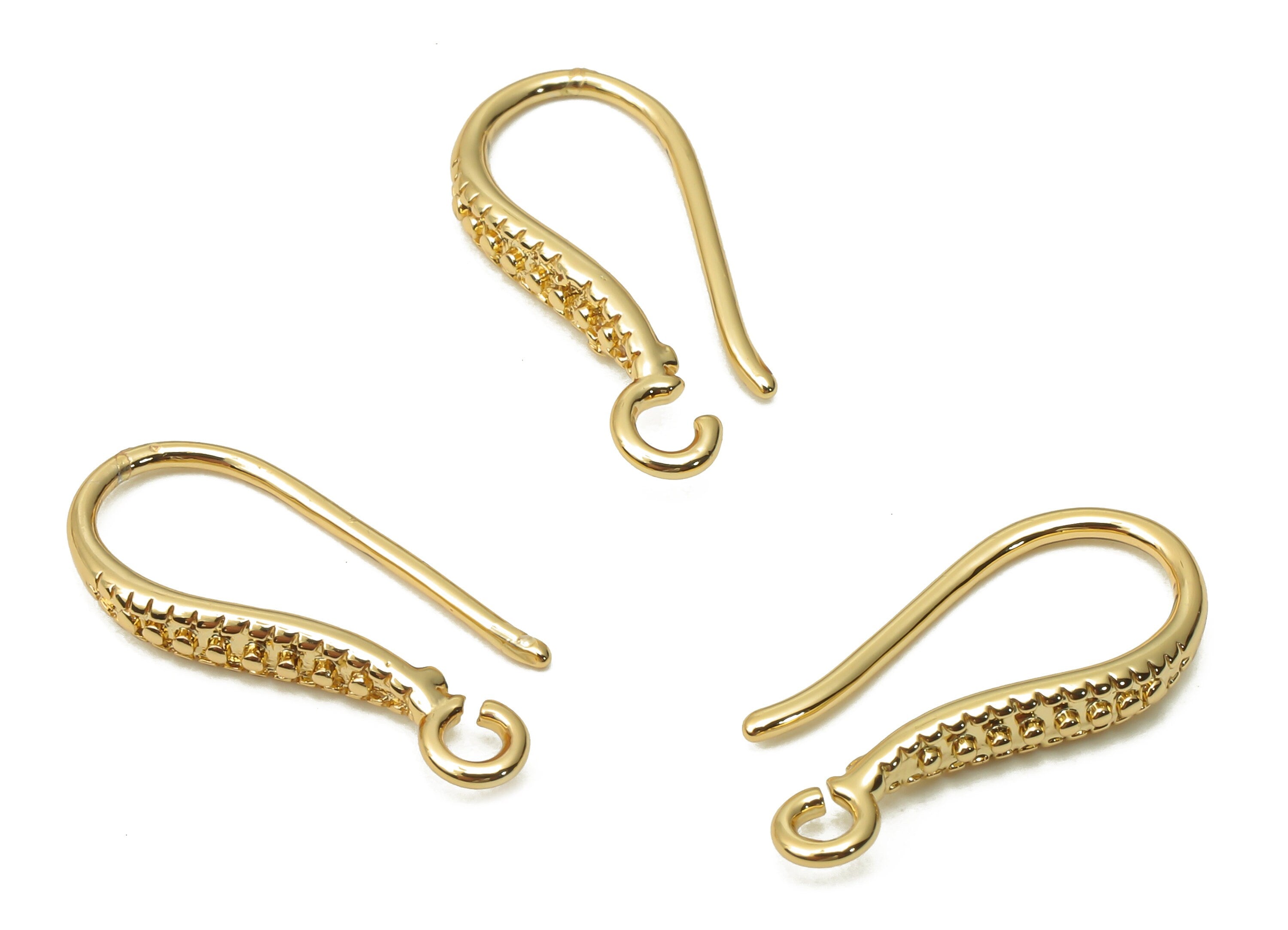 Brass Earrings Ear Wire - Earring Hook With loop - Gold Plated Earring Finding - 18K Real Gold Plated Brass - 17.43x8.32x2.44mm - RGP5015 - DOMEDBAZAAR