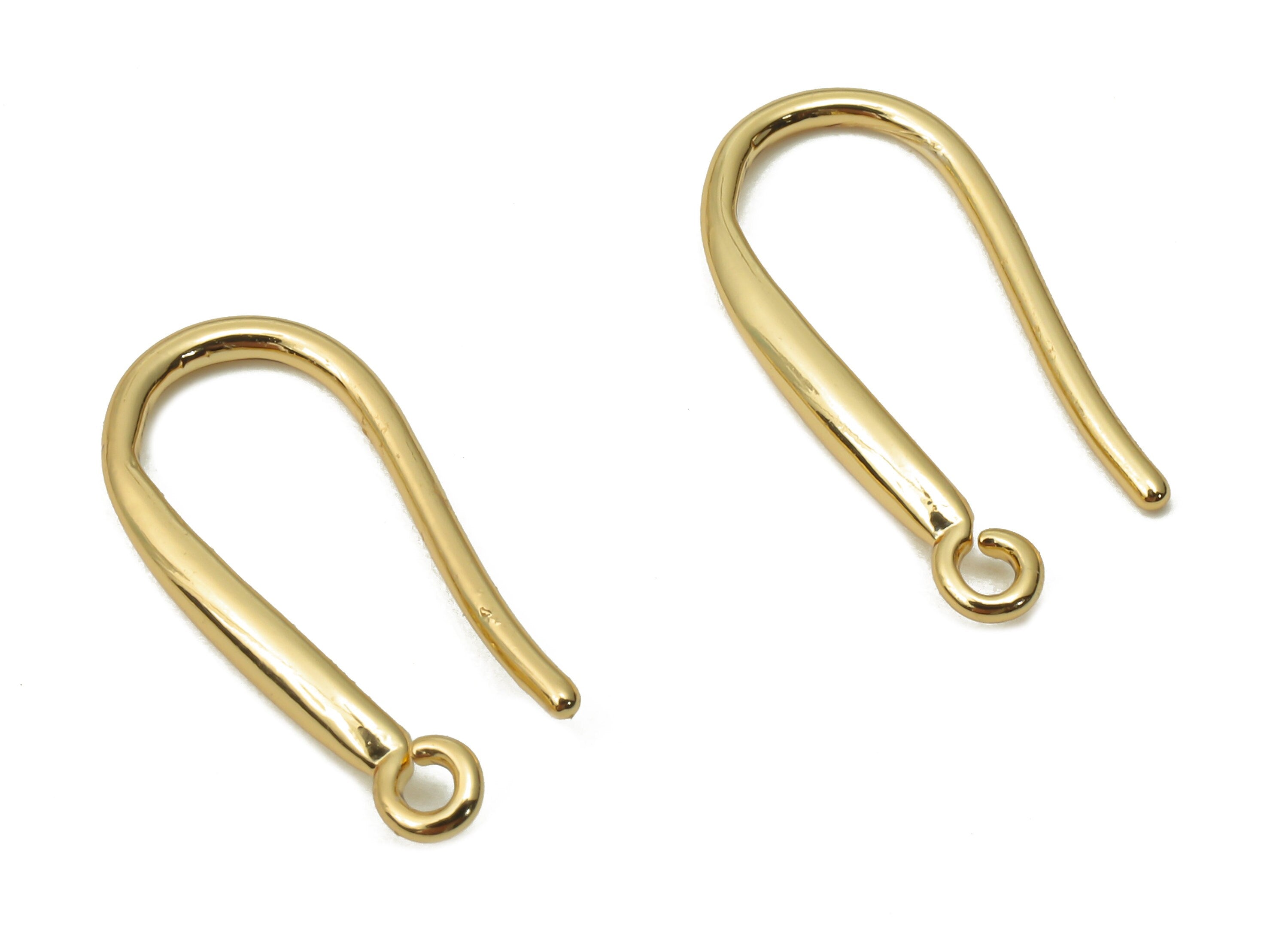 Brass Ear Wires Earrings - Gold plated Earrings With Hooks - Earrings Findings - 18K Real Gold Plated Brass - 18.05x7.46x1.07mm - RGP5019 - DOMEDBAZAAR