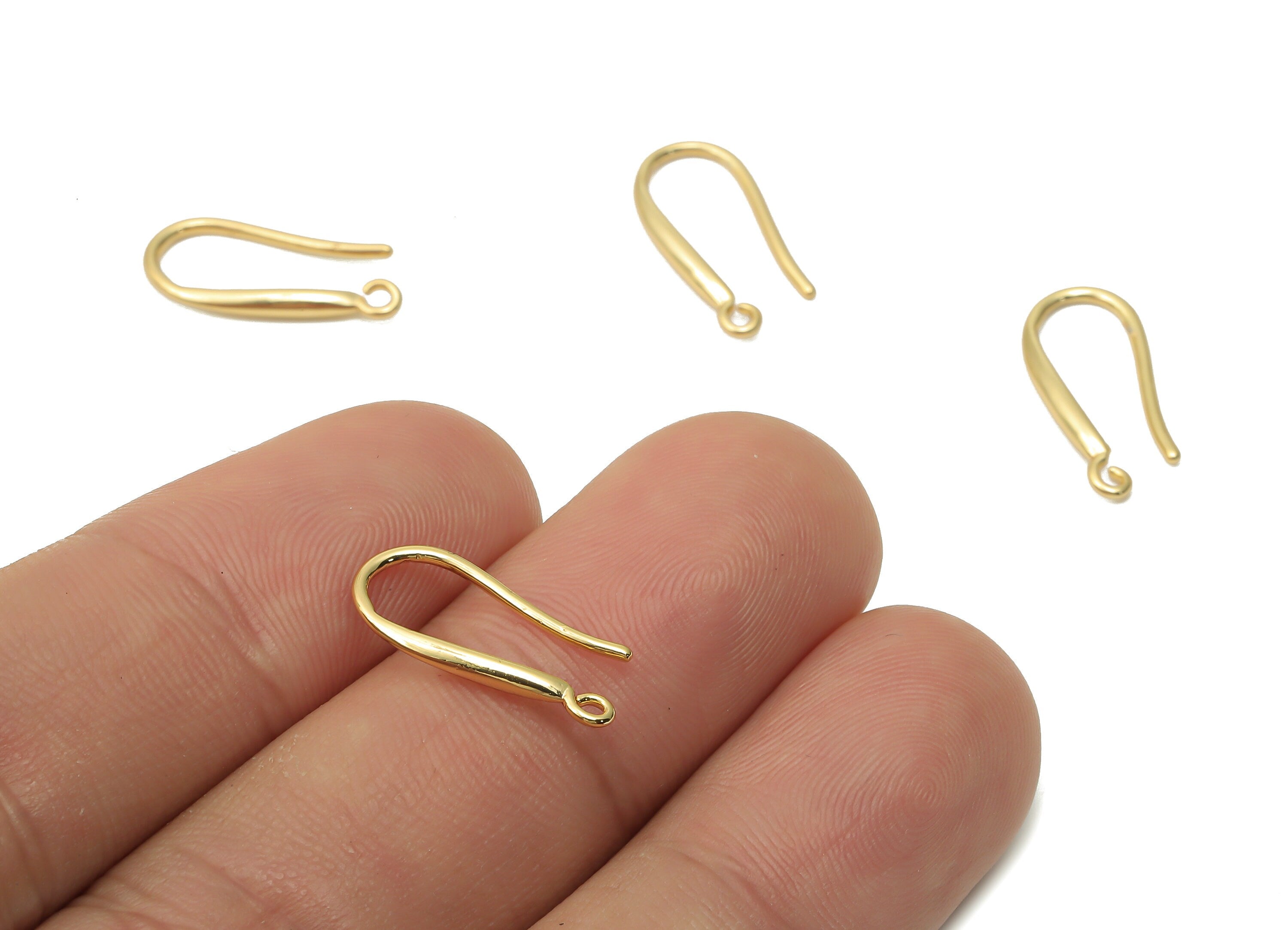 Brass Ear Wires Earrings - Gold plated Earrings With Hooks - Earrings Findings - 18K Real Gold Plated Brass - 18.05x7.46x1.07mm - RGP5019 - DOMEDBAZAAR