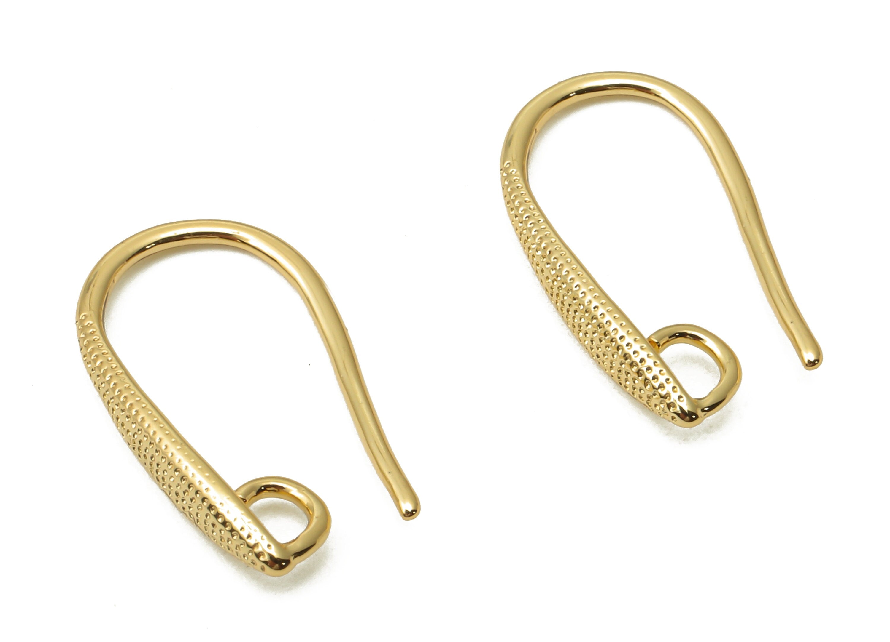 Brass Earrings Wires -Brass Spots Earrings Hooks - Earrings Findings - Earring Dots Hook - 18K Real Gold Plated - 17.36x8.9x2.76mm - RGP5020 - DOMEDBAZAAR