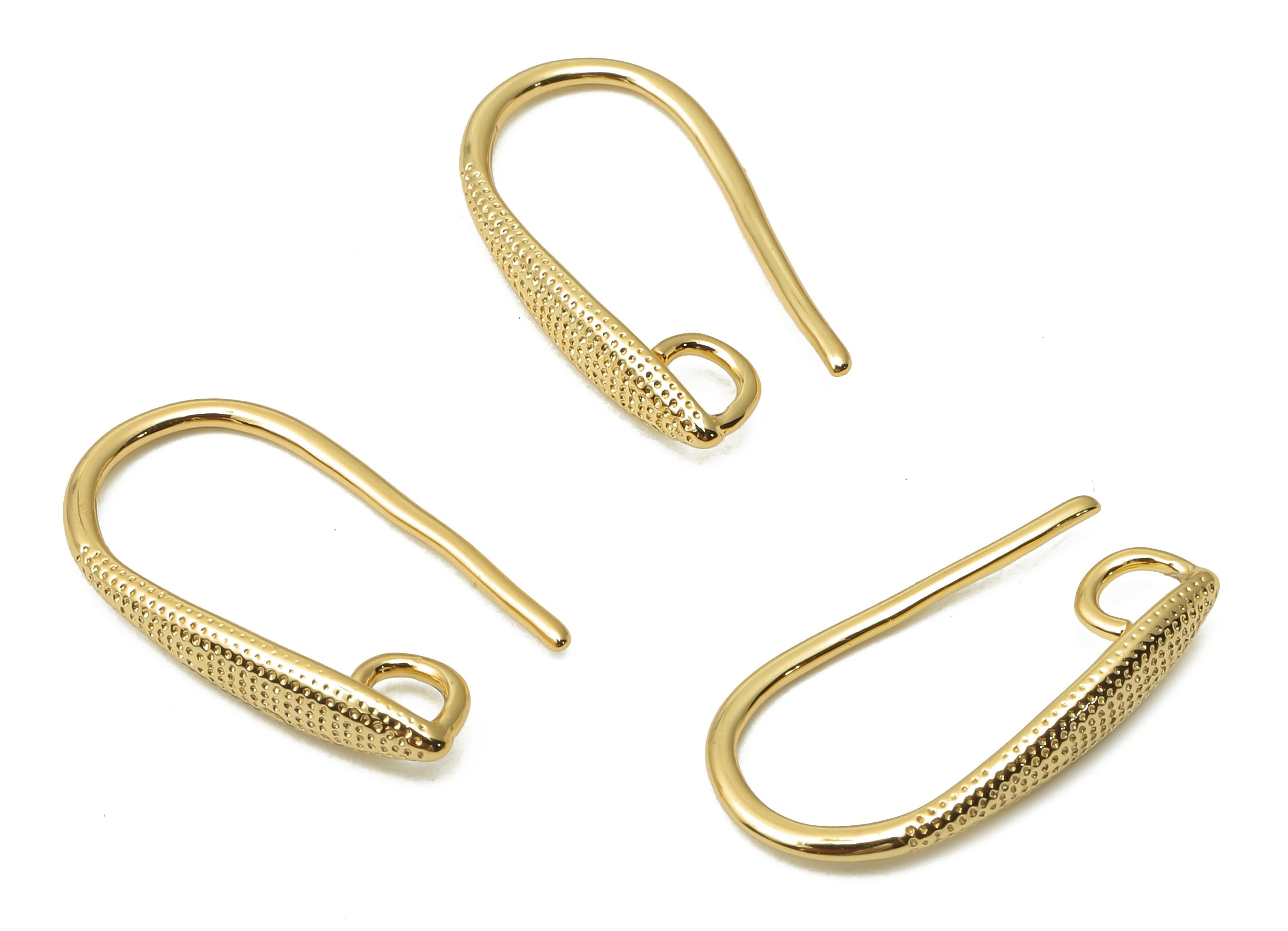 Brass Earrings Wires -Brass Spots Earrings Hooks - Earrings Findings - Earring Dots Hook - 18K Real Gold Plated - 17.36x8.9x2.76mm - RGP5020 - DOMEDBAZAAR