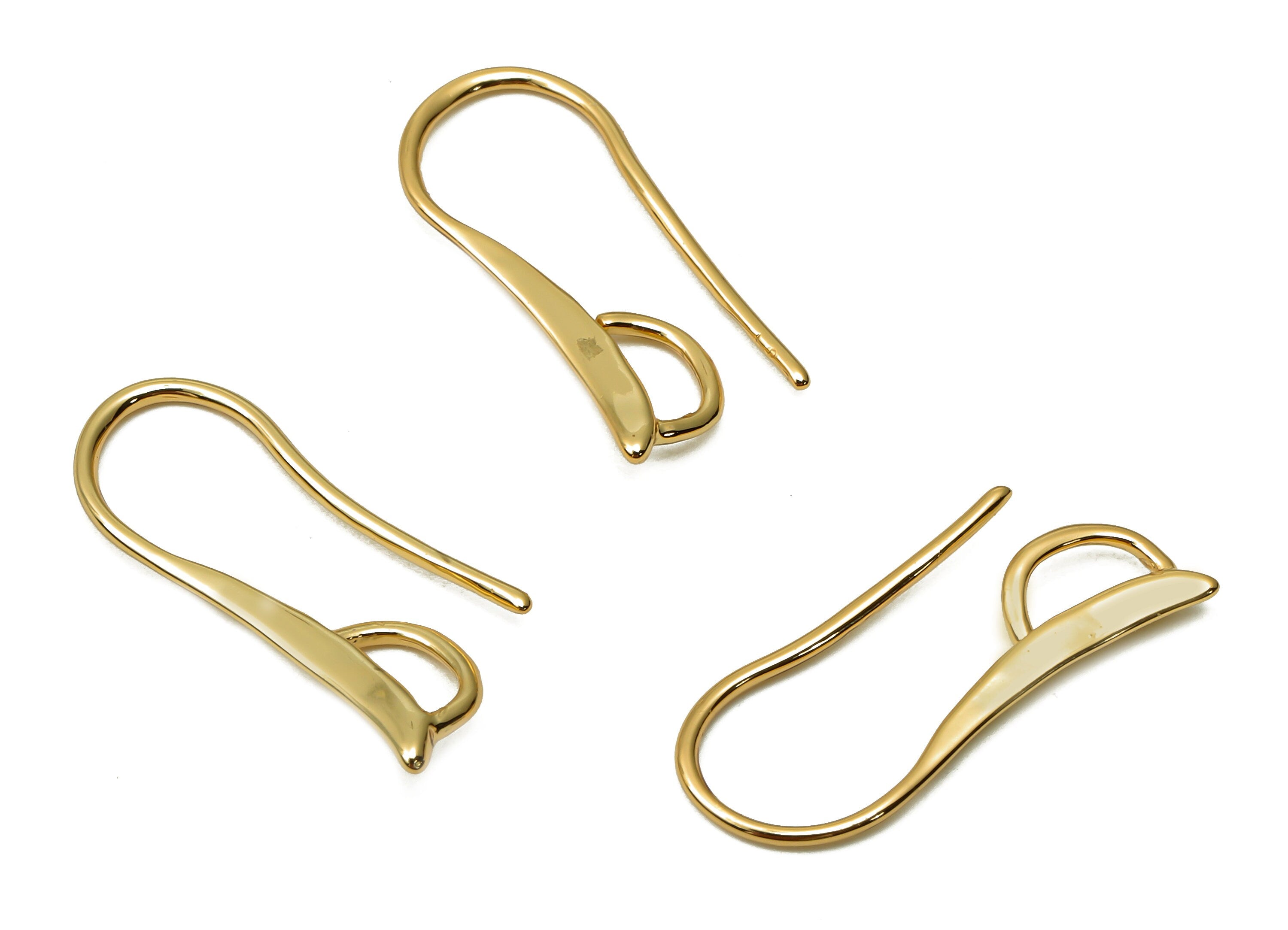 Brass Earrings Wires - Brass Ear Hook Connector - Earrings For Bead - Pearl Earrings - 18K Real Gold Plated - 21.95x8.07x1.6mm - RGP5022 - DOMEDBAZAAR