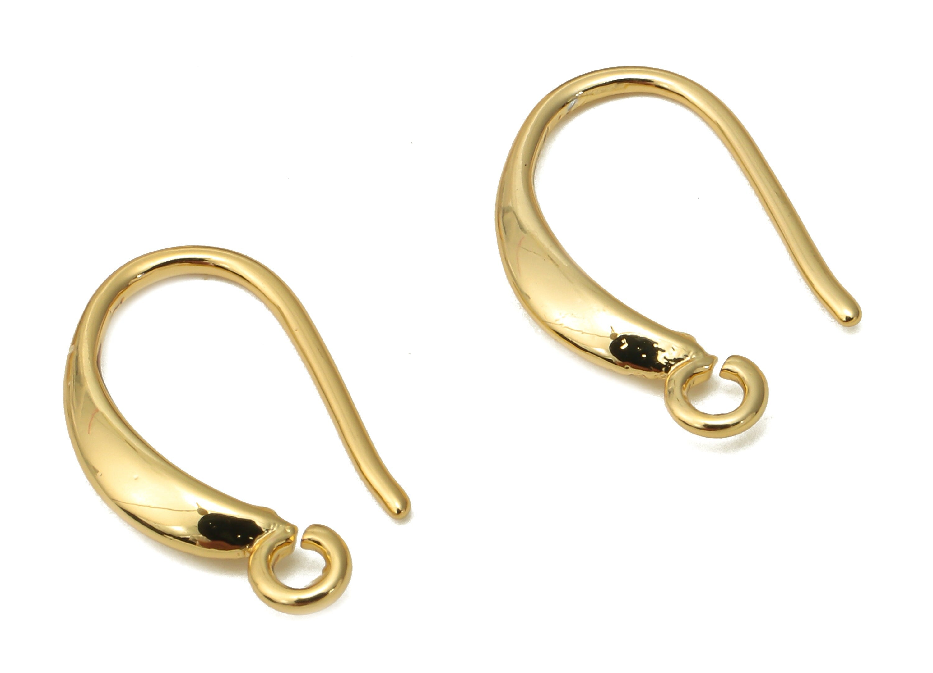 Brass Earring Wires - Brass Ear Hook With Loop - Round Earrings Wires - Brass Earring - 18K Real Gold Plated - 16.56x9.57x2.25mm - RGP5025 - DOMEDBAZAAR