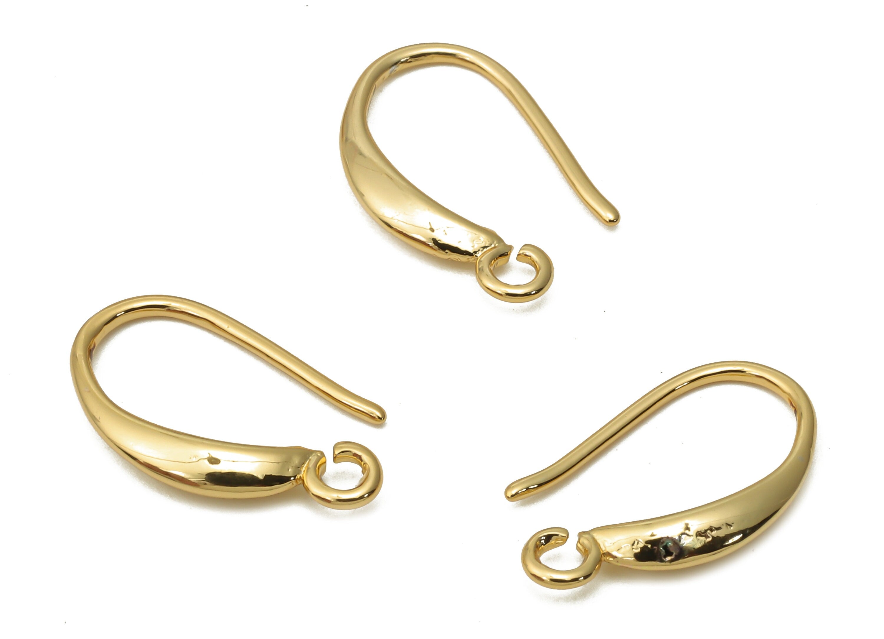 Brass Earring Wires - Brass Ear Hook With Loop - Round Earrings Wires - Brass Earring - 18K Real Gold Plated - 16.56x9.57x2.25mm - RGP5025 - DOMEDBAZAAR