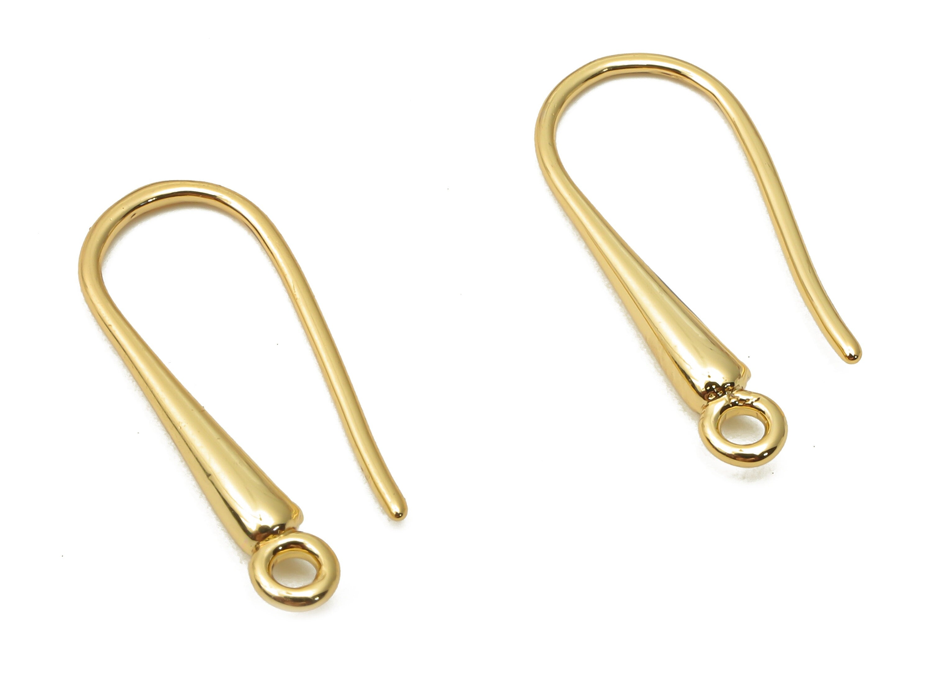 Brass Earrings Wires - Brass U Earrings Hook - Earrings Findings - Brass U Hook Earring - 18K Real Gold Plated - 20.77x7.24x2.27mm - RGP5026 - DOMEDBAZAAR