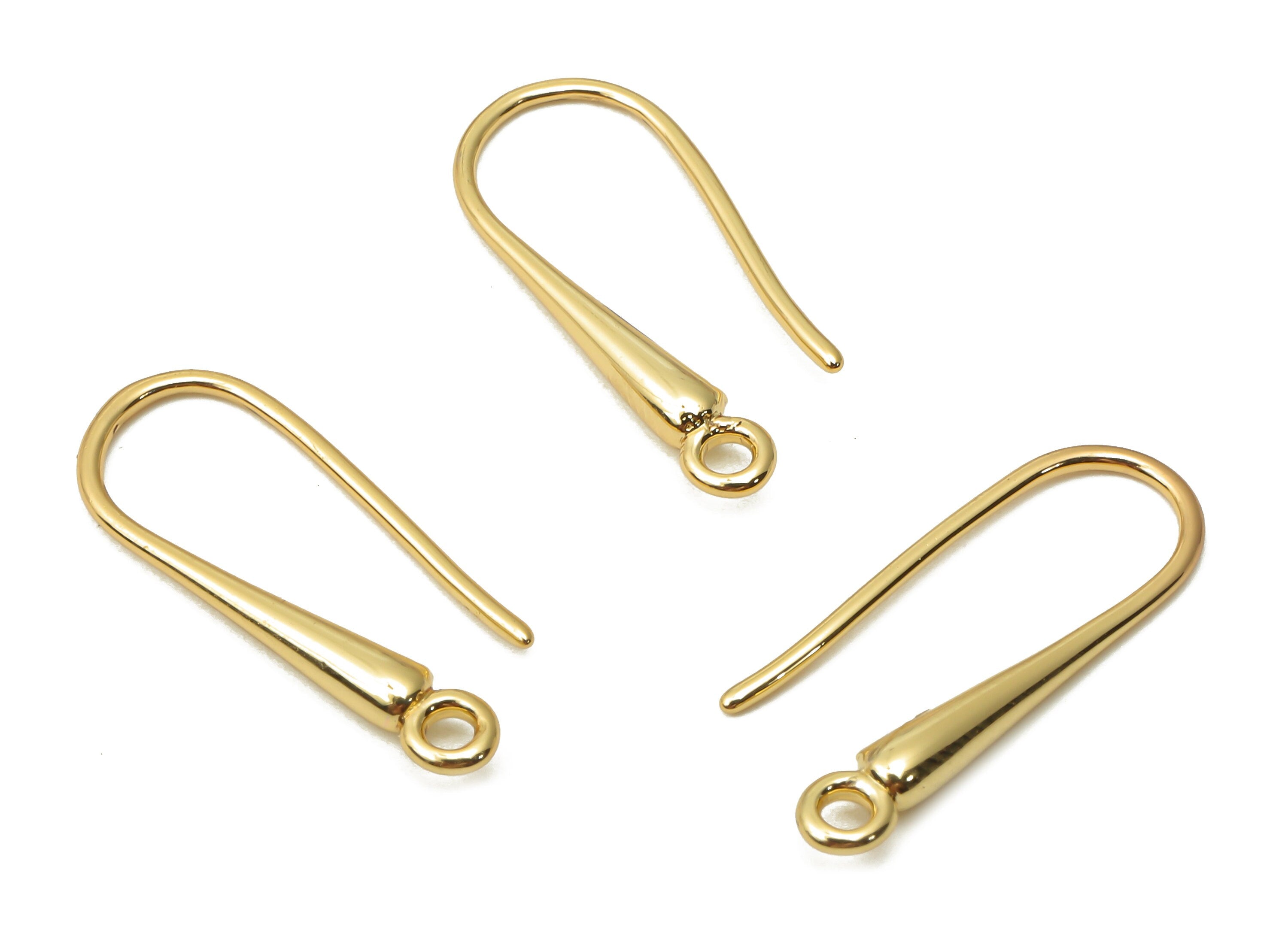 Brass Earrings Wires - Brass U Earrings Hook - Earrings Findings - Brass U Hook Earring - 18K Real Gold Plated - 20.77x7.24x2.27mm - RGP5026 - DOMEDBAZAAR