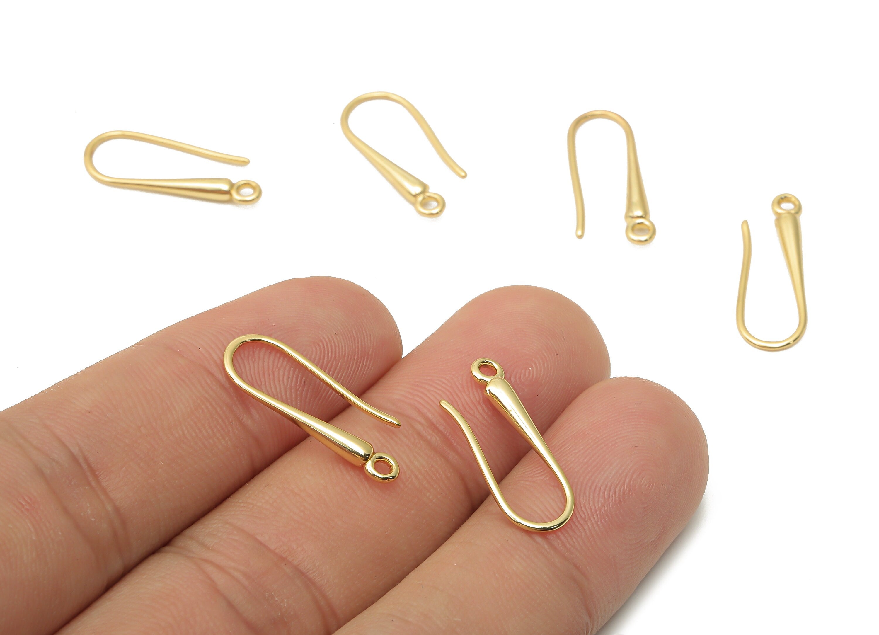 Brass Earrings Wires - Brass U Earrings Hook - Earrings Findings - Brass U Hook Earring - 18K Real Gold Plated - 20.77x7.24x2.27mm - RGP5026 - DOMEDBAZAAR
