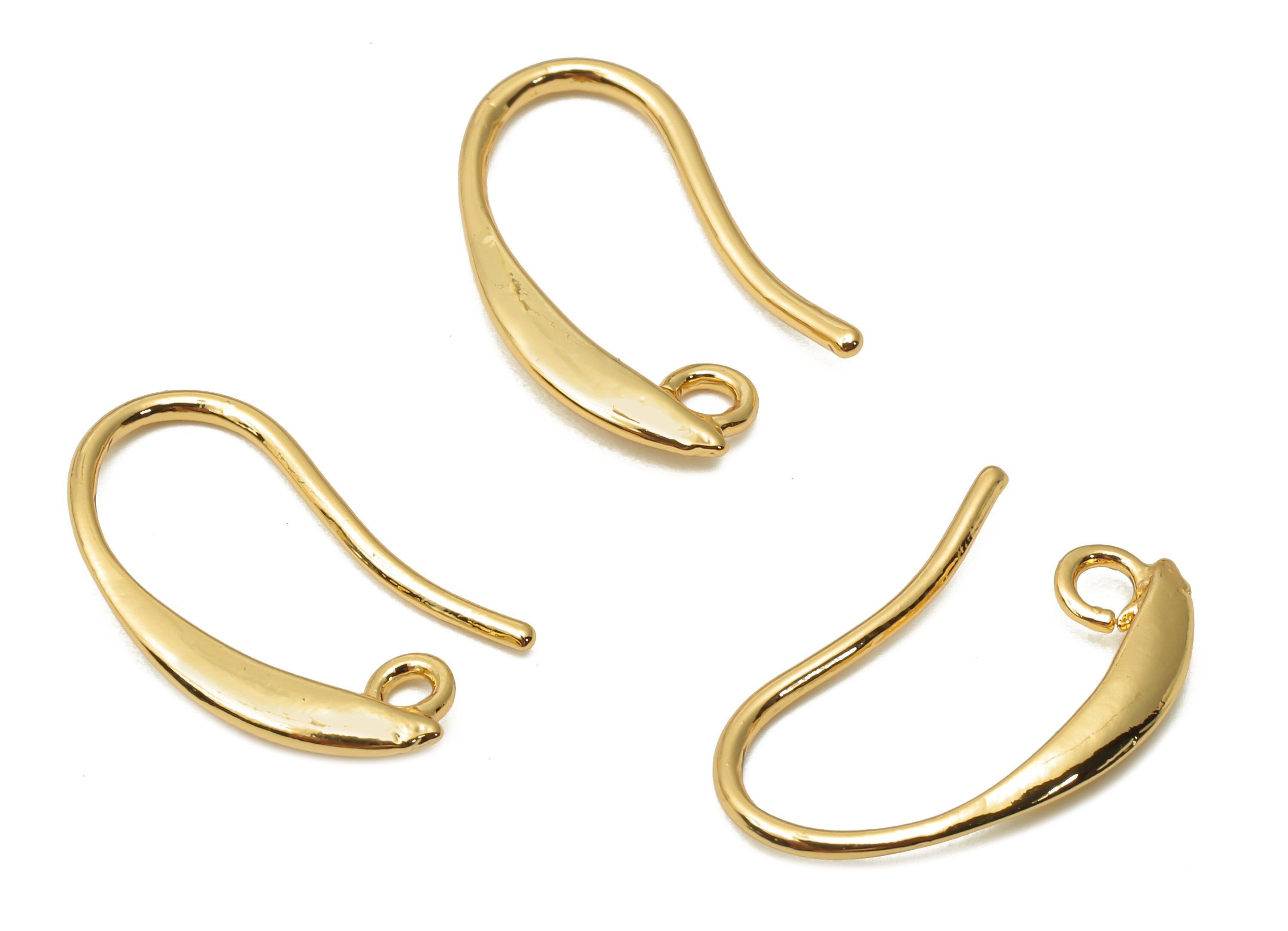 Brass Earrings Wire With Hook - Brass Hook Earrings - Brass Earrings Findings - 18K Real Gold Plated Brass - 19.23x9.47x2.23mm - RGP5036 - DOMEDBAZAAR