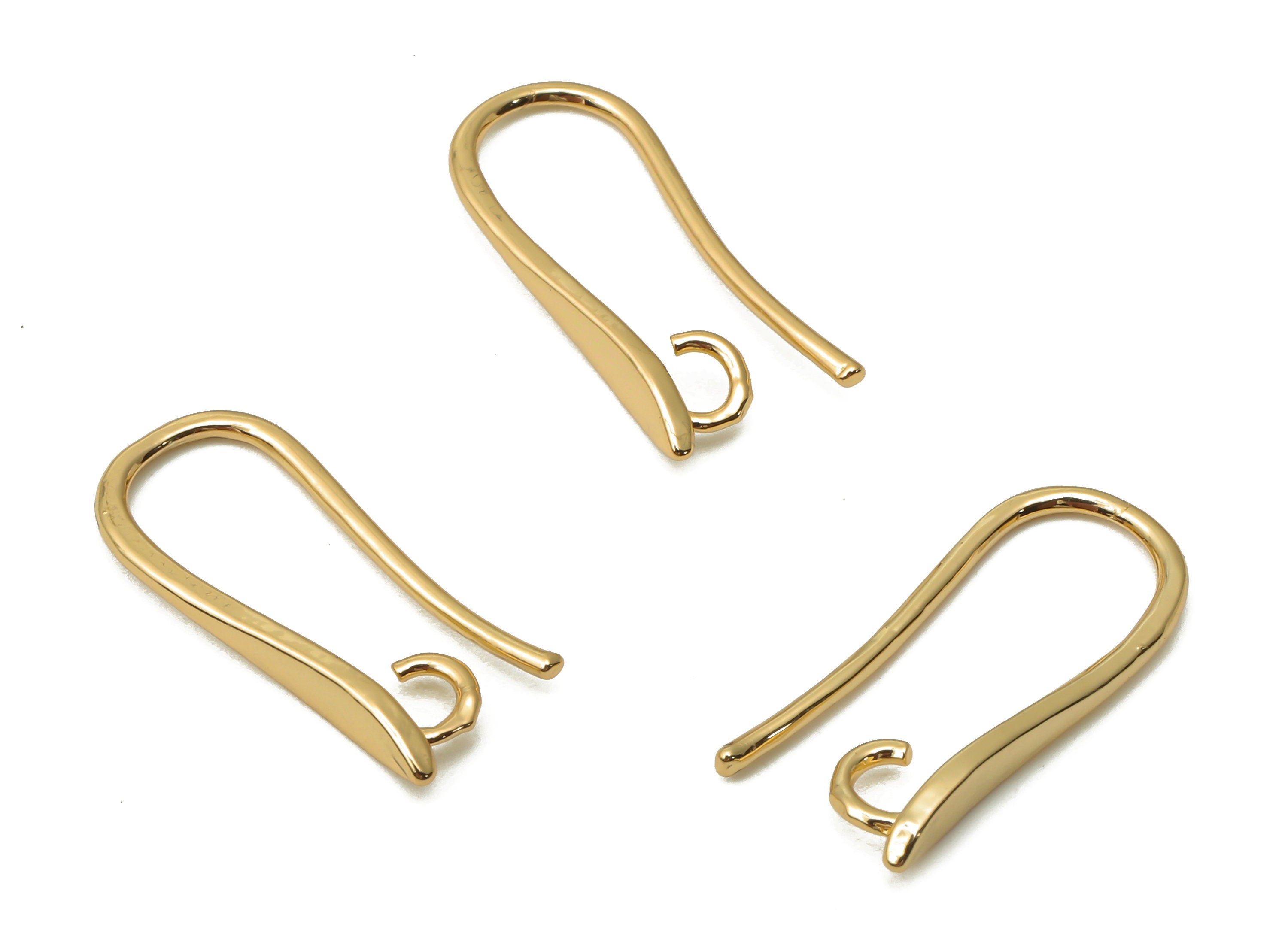 Brass Earrings Wire - Gold Plated Earrings Hook -Brass Ear Findings - 18K Real Gold Plated Brass -19.2x8.6x2.3mm - RGP5038 - DOMEDBAZAAR