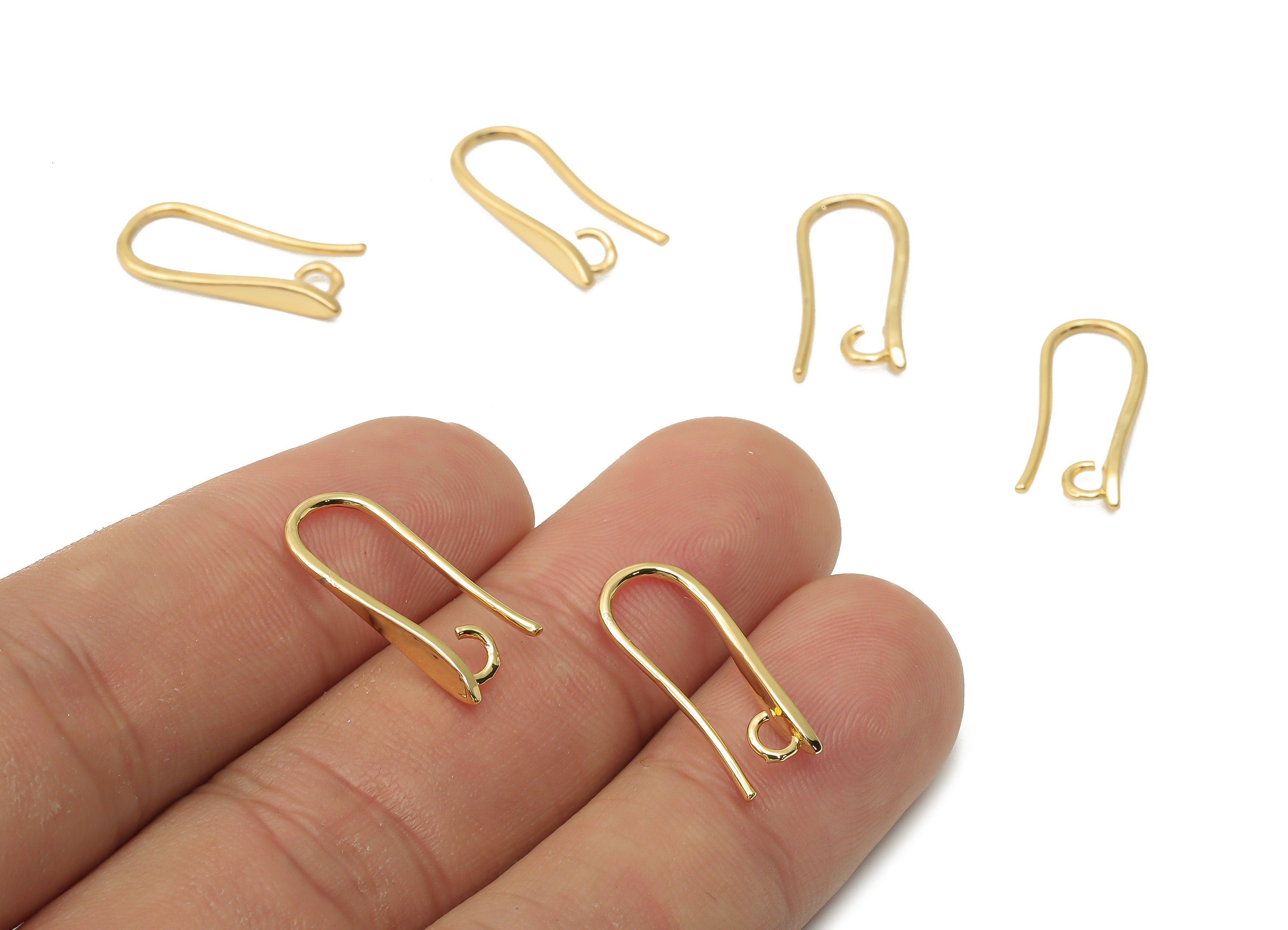 Brass Earrings Wire - Gold Plated Earrings Hook -Brass Ear Findings - 18K Real Gold Plated Brass -19.2x8.6x2.3mm - RGP5038 - DOMEDBAZAAR