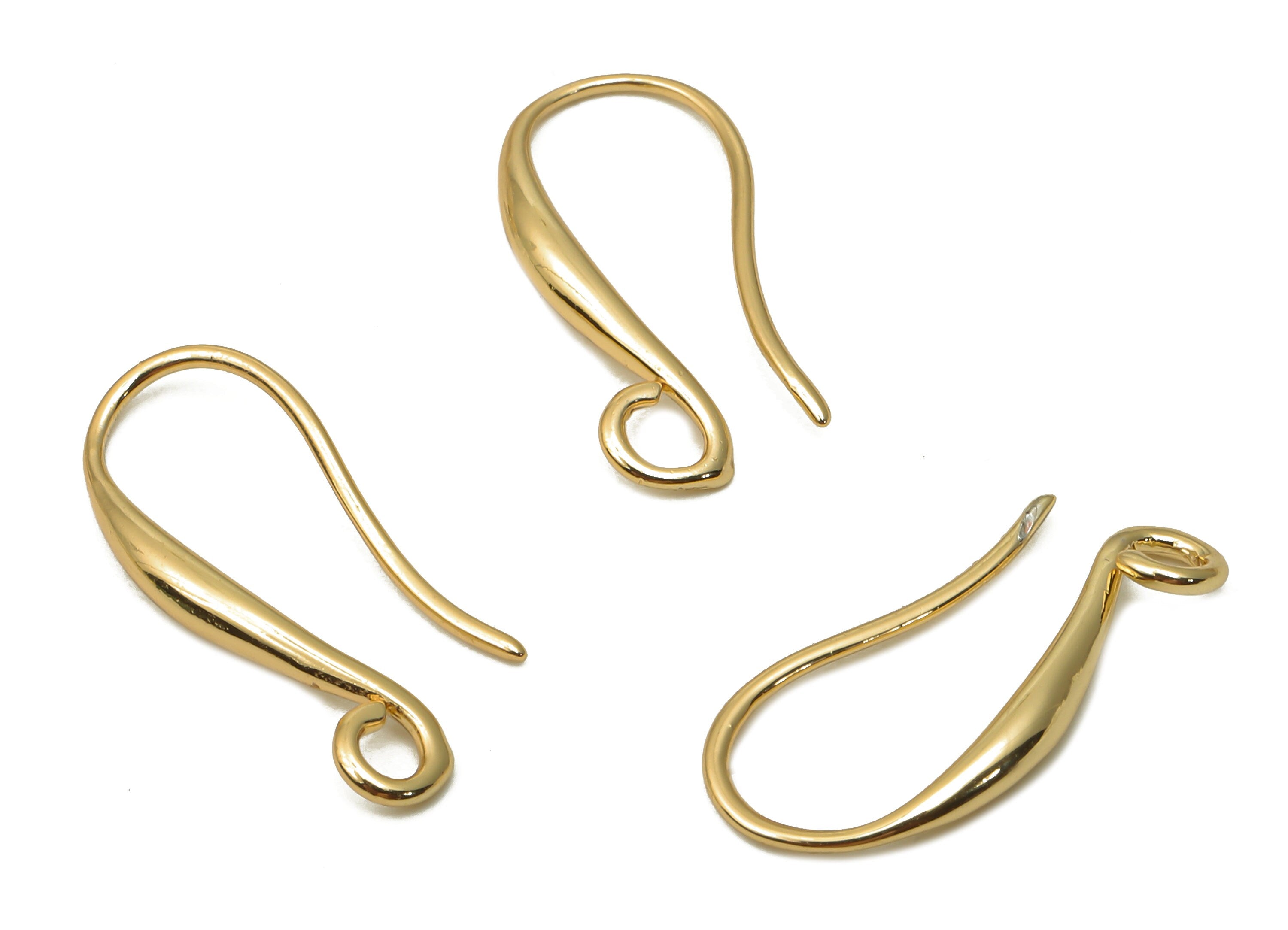 Brass Earrings Wire - Gold plated Hook Earrings - Earring Wire - Ear Hook - 18K Real Gold Plated Brass - 2.35x20.36x2.07mm - RGP5042 - DOMEDBAZAAR