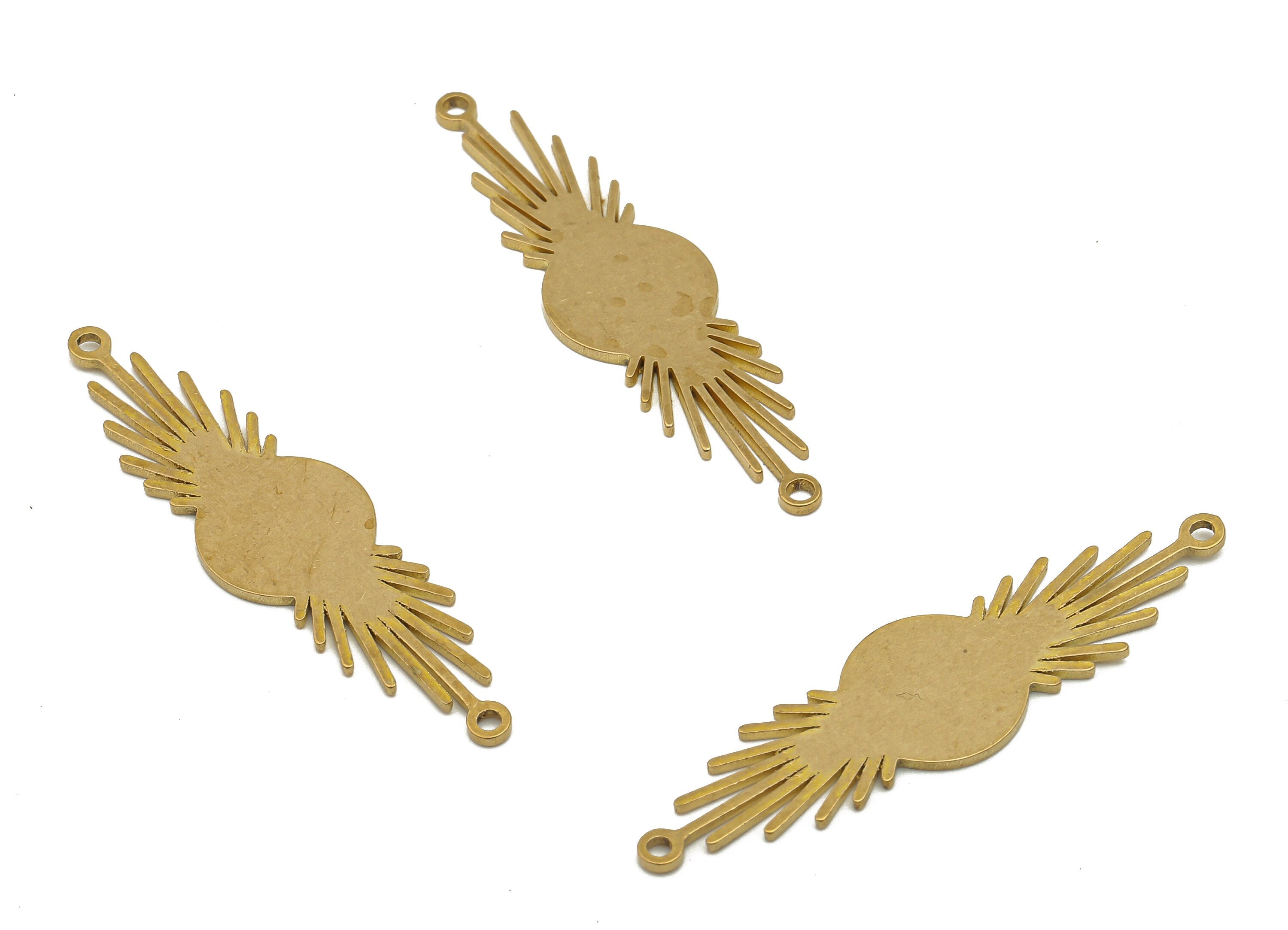 Brass Sun Cutout Earring Charm - Raw Brass SunShine Connectors Charm - Sunburst Connector - Jewelry Making -39.71x10.42x0.82mm -PPA4085 - DOMEDBAZAAR