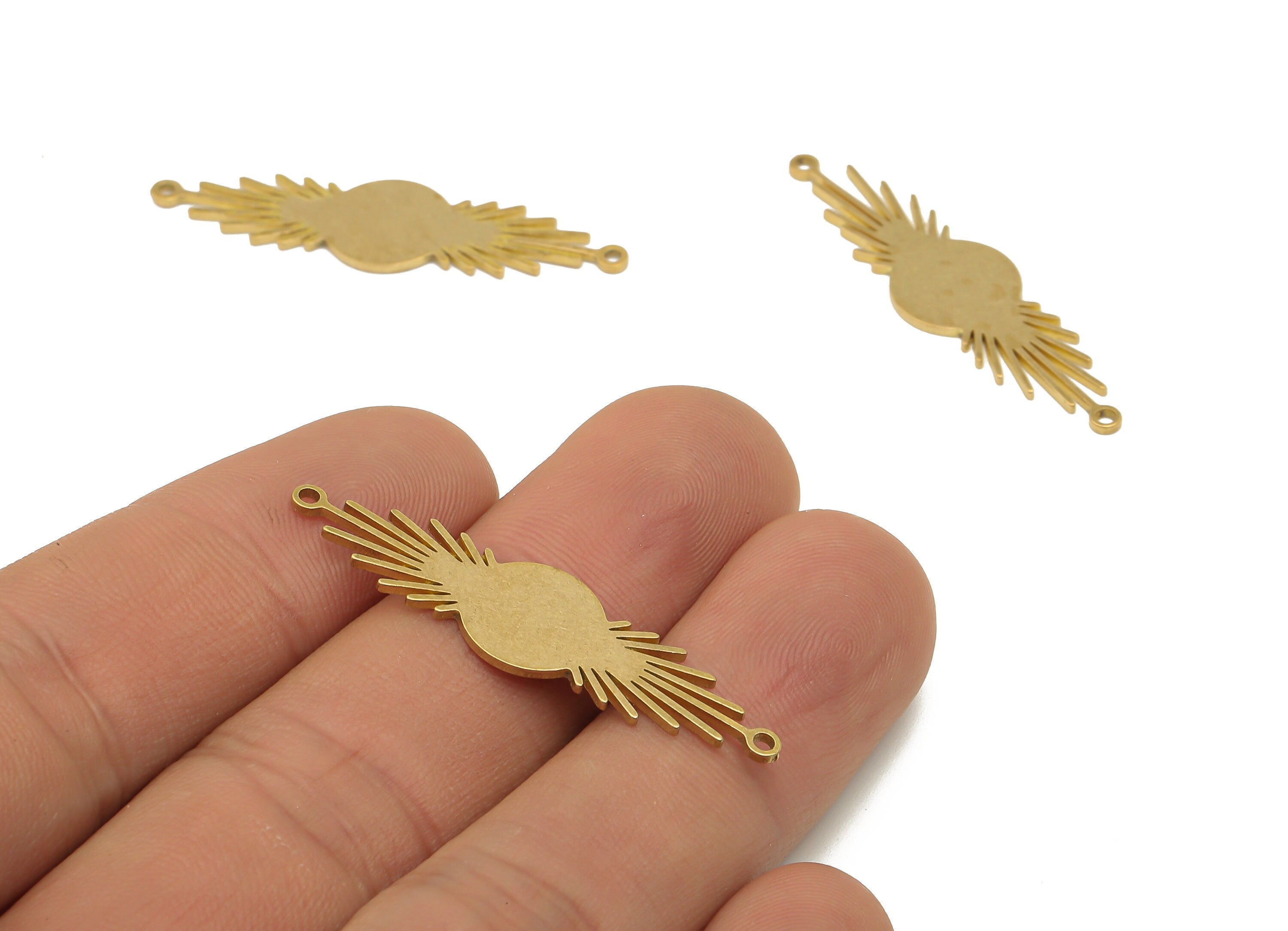 Brass Sun Cutout Earring Charm - Raw Brass SunShine Connectors Charm - Sunburst Connector - Jewelry Making -39.71x10.42x0.82mm -PPA4085 - DOMEDBAZAAR