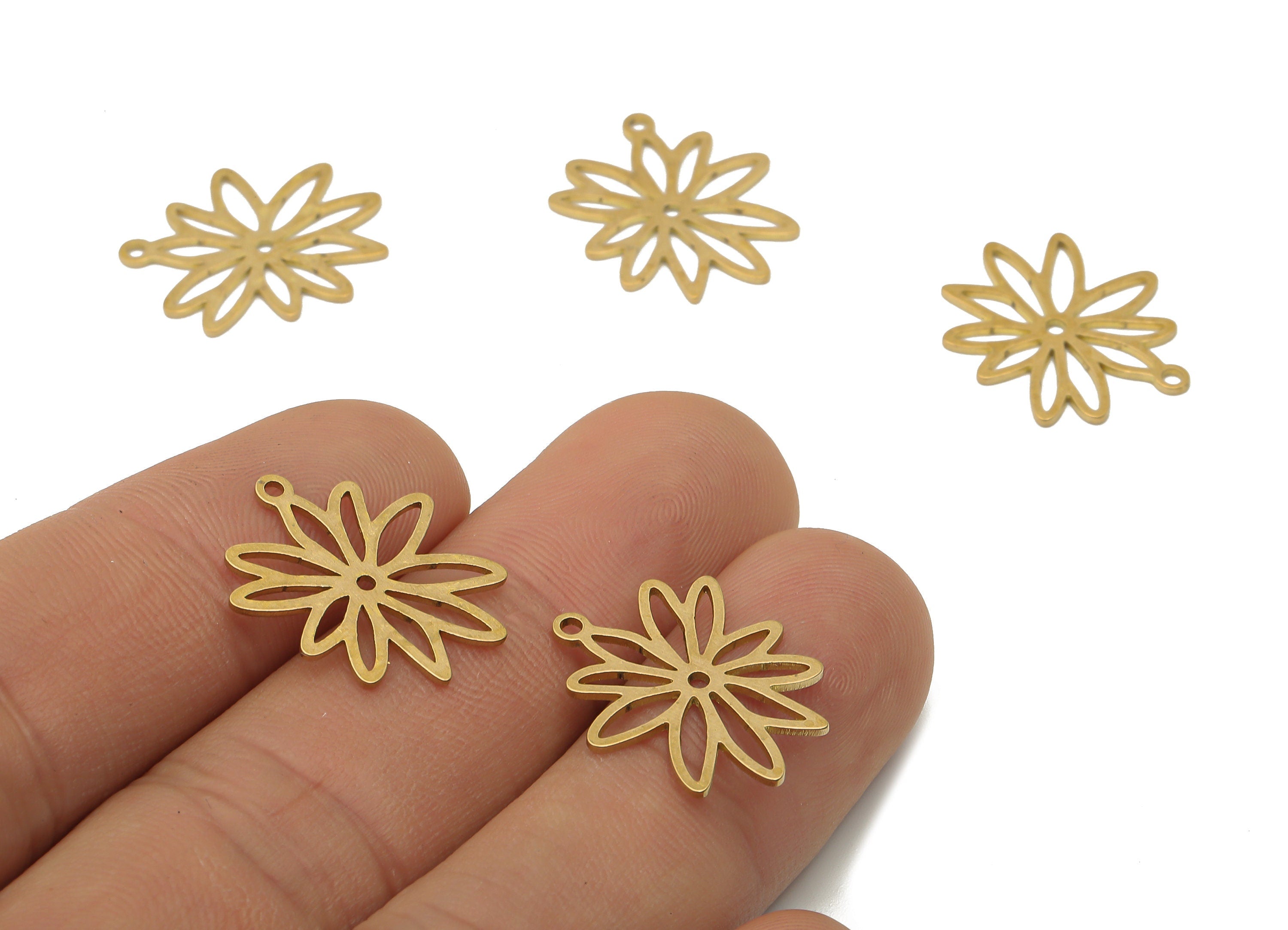 Brass Flower Charms - Raw Brass Flower Leaf Cutout Pendant -Earring Findings - Laser Cut Brass Jewelry Supplies - 19.8x16.8x0.72mm- PPA4266 - DOMEDBAZAAR