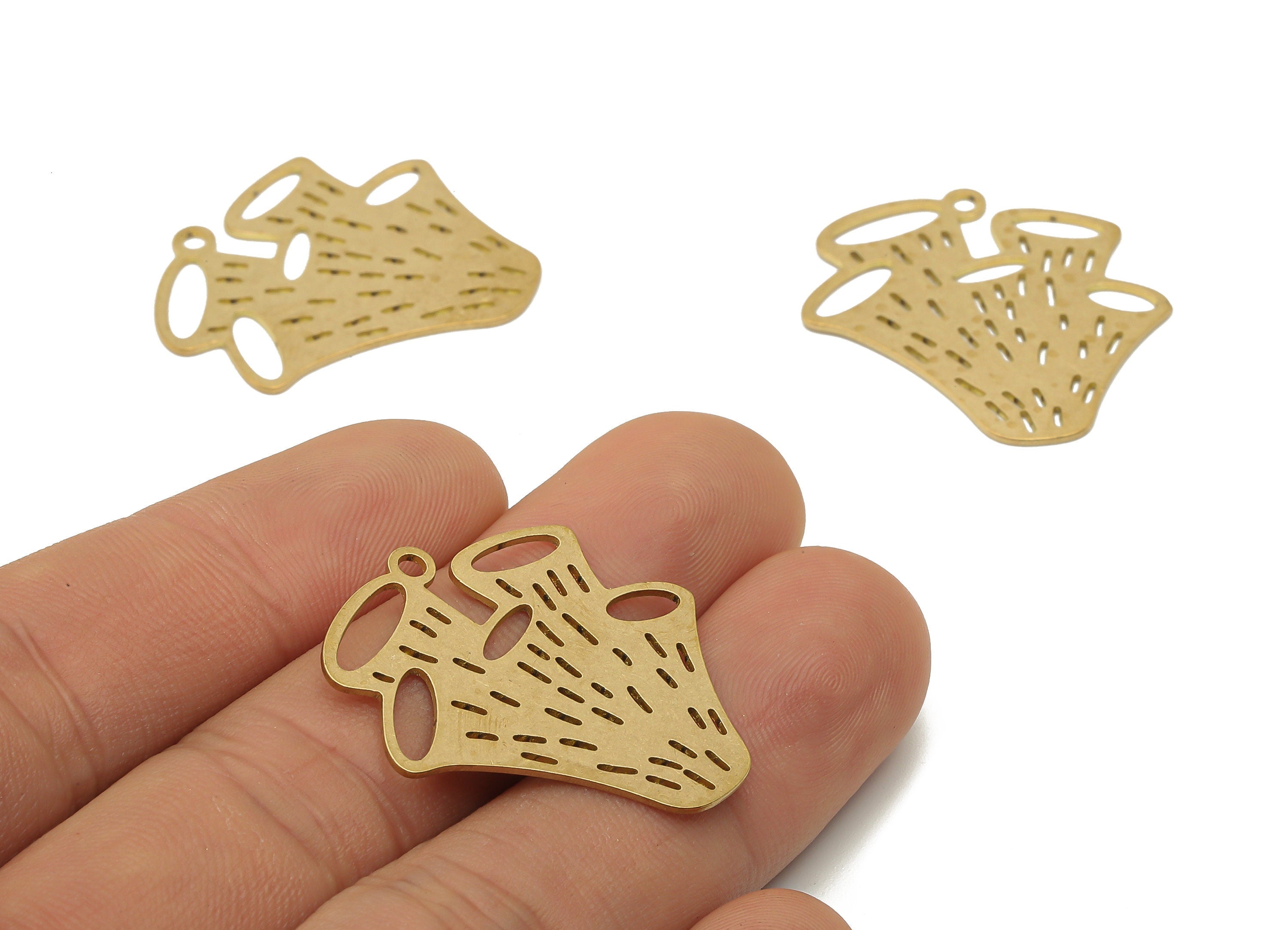 Brass Sea Plant Earring Charm - Raw Brass Sea Plant Cutout Pendant - Earring Findings - Jewelry Making Supplies - 29.46x26.9x0.7mm - PPA4334 - DOMEDBAZAAR