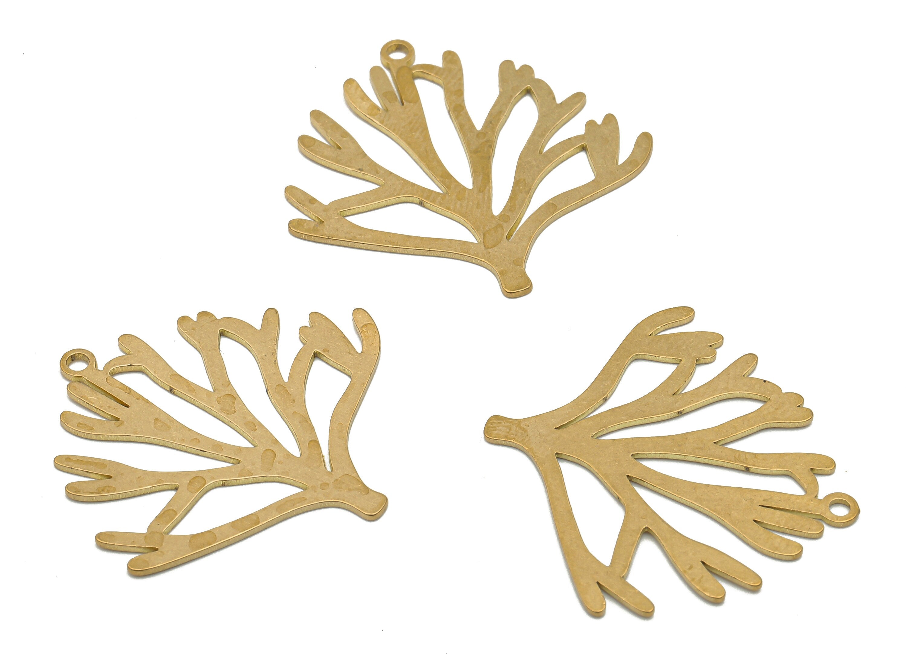 Brass Coral Earring Charm - Raw Brass Lifetree Branch Cutout Pendant - Botanical Earring Findings - Jewelry Making 28.9x29.9x0.7mm - PPA4346 - DOMEDBAZAAR