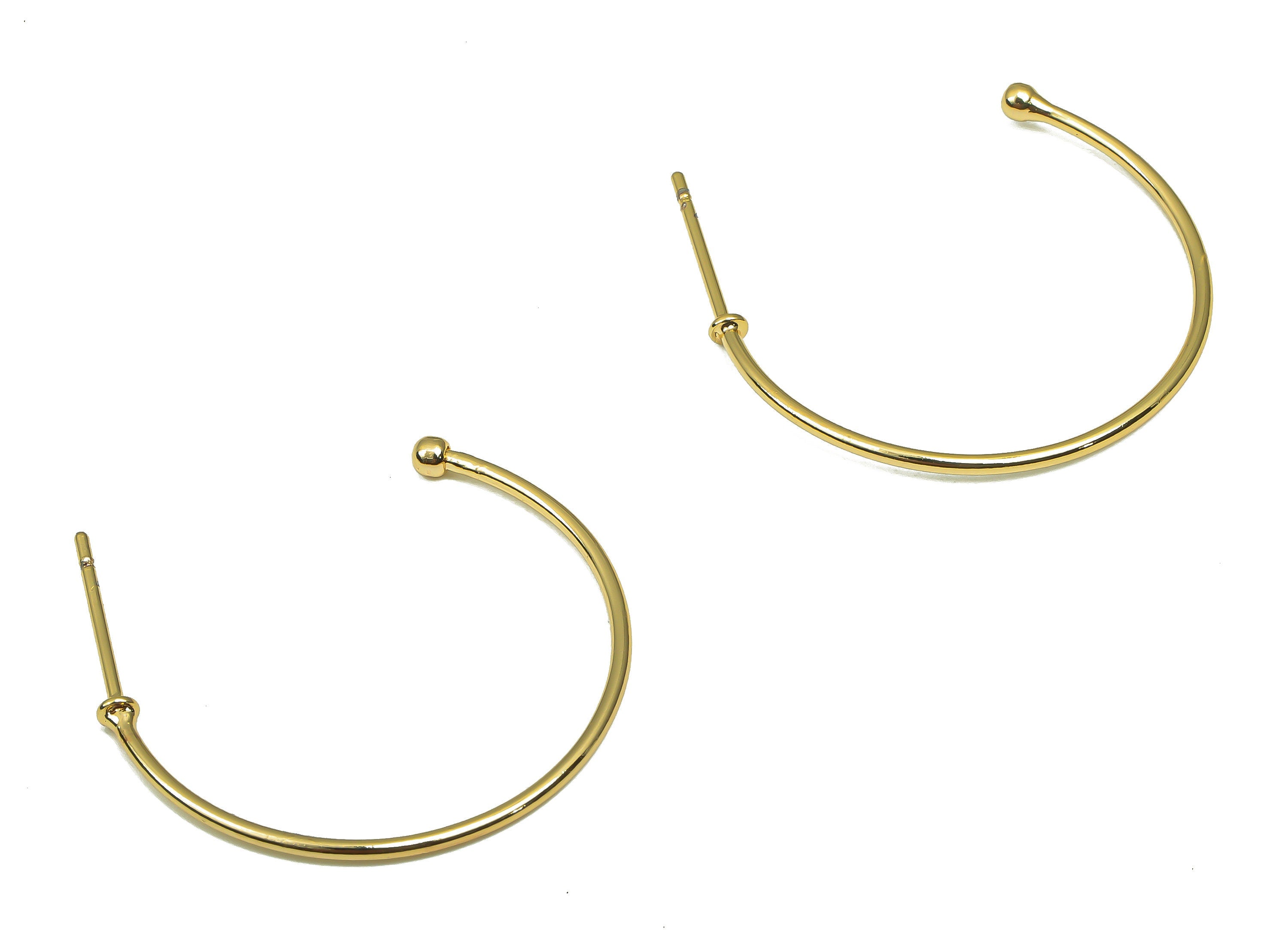Brass C Open Hoop Earring Stud - Brass C Hoop Earring Post - Open Hoop Stud Earring - Stainless Steel Stud - 25.11x20.27x1.05mm- RGP4695 - DOMEDBAZAAR