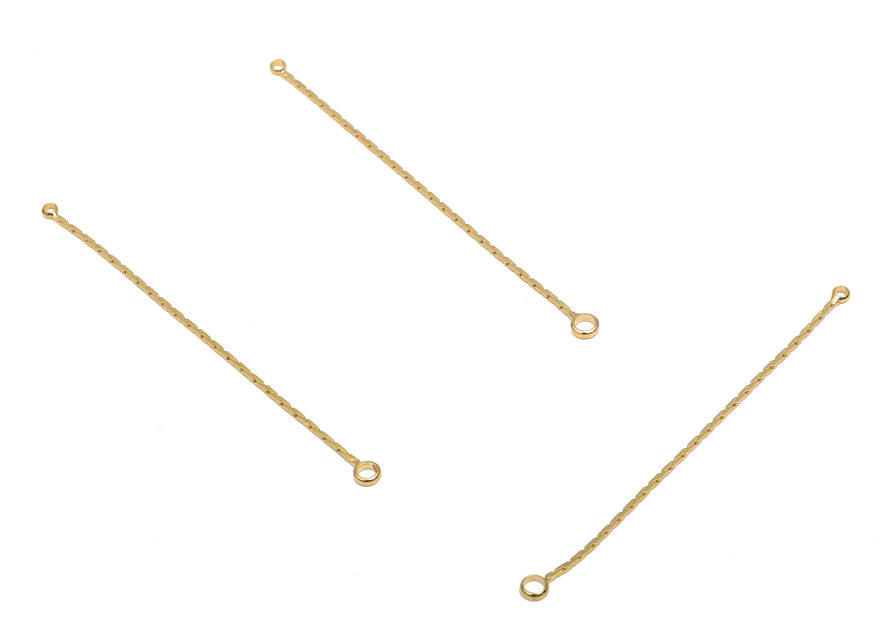 Brass Snake Chain Connector - 18K Real Gold Plated Brass Chains Tassel - Chain Earring - Chains Tassel - 53.41x3x1mm - RGP4719 - DOMEDBAZAAR
