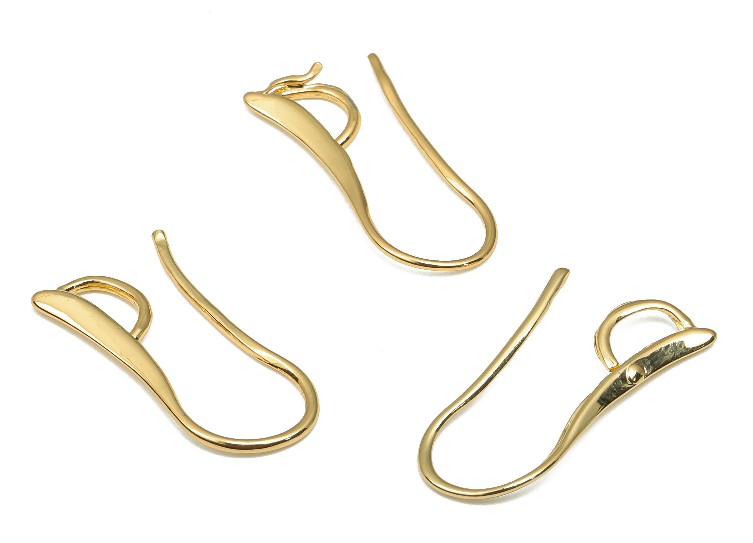 Brass Earrings Wires - Brass Round Earring Hook - Earrings Wire - 18K Real Gold Plated Brass - Earrings Finding - 22.78x7.9x1.7mm - RGP4735 - DOMEDBAZAAR