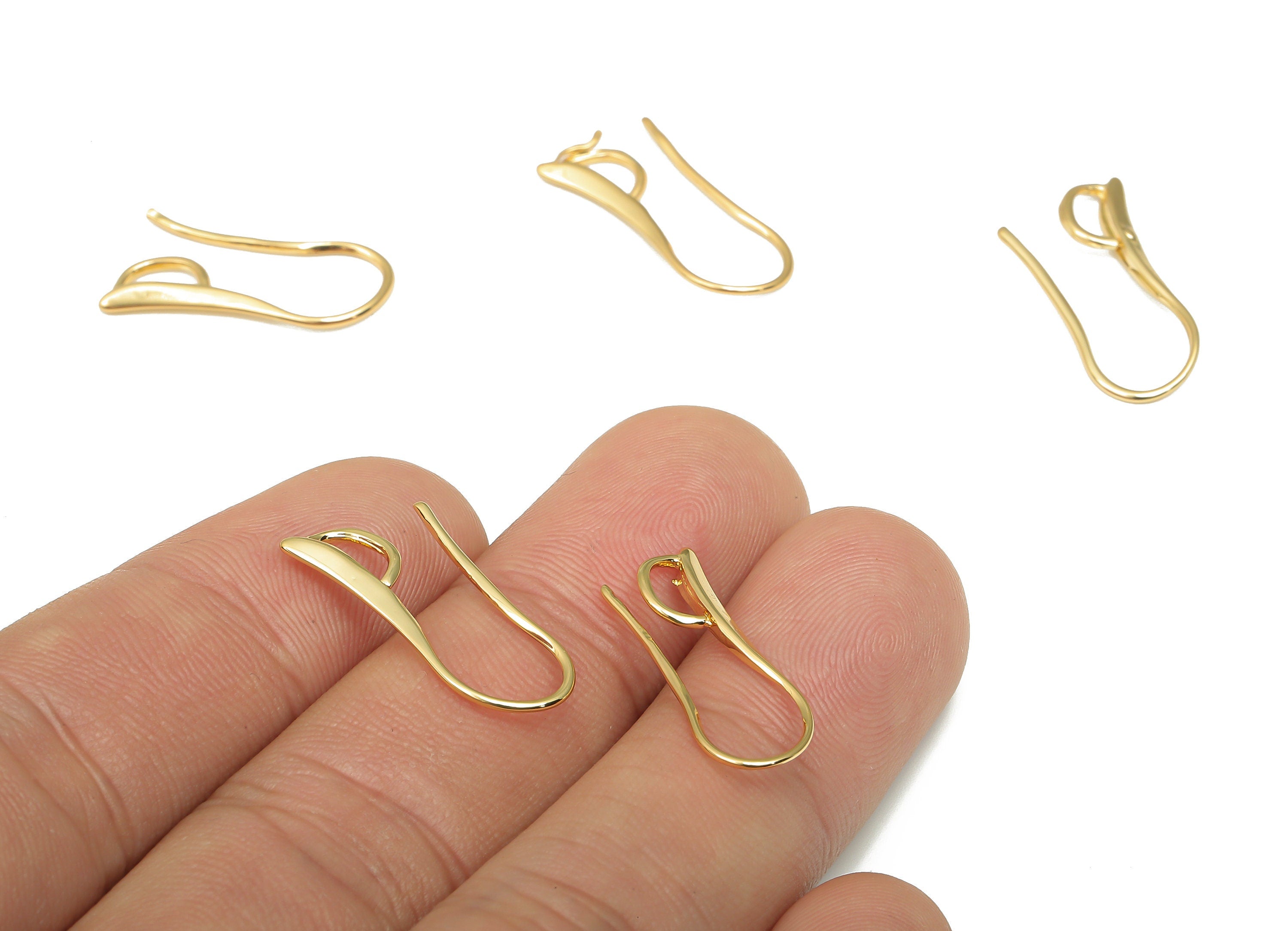 Brass Earrings Wires - Brass Round Earring Hook - Earrings Wire - 18K Real Gold Plated Brass - Earrings Finding - 22.78x7.9x1.7mm - RGP4735 - DOMEDBAZAAR