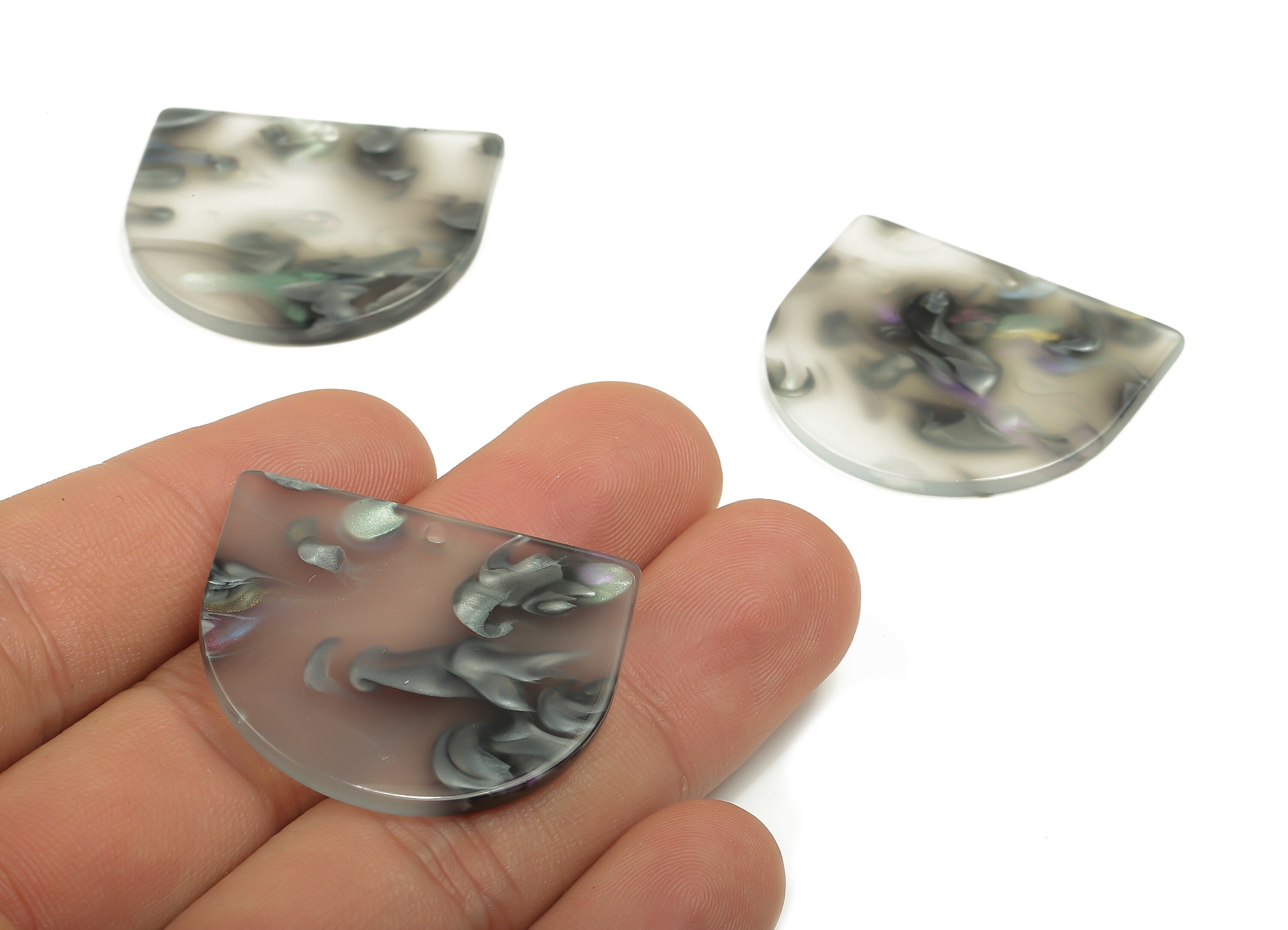 Acrylic Earring Charms - Acrylic Domed Pendant - Earring Findings - Jewelry Supplies - Color Code: A828 - 33.04x29.1x2.8mm - AC1094-A828 - DOMEDBAZAAR