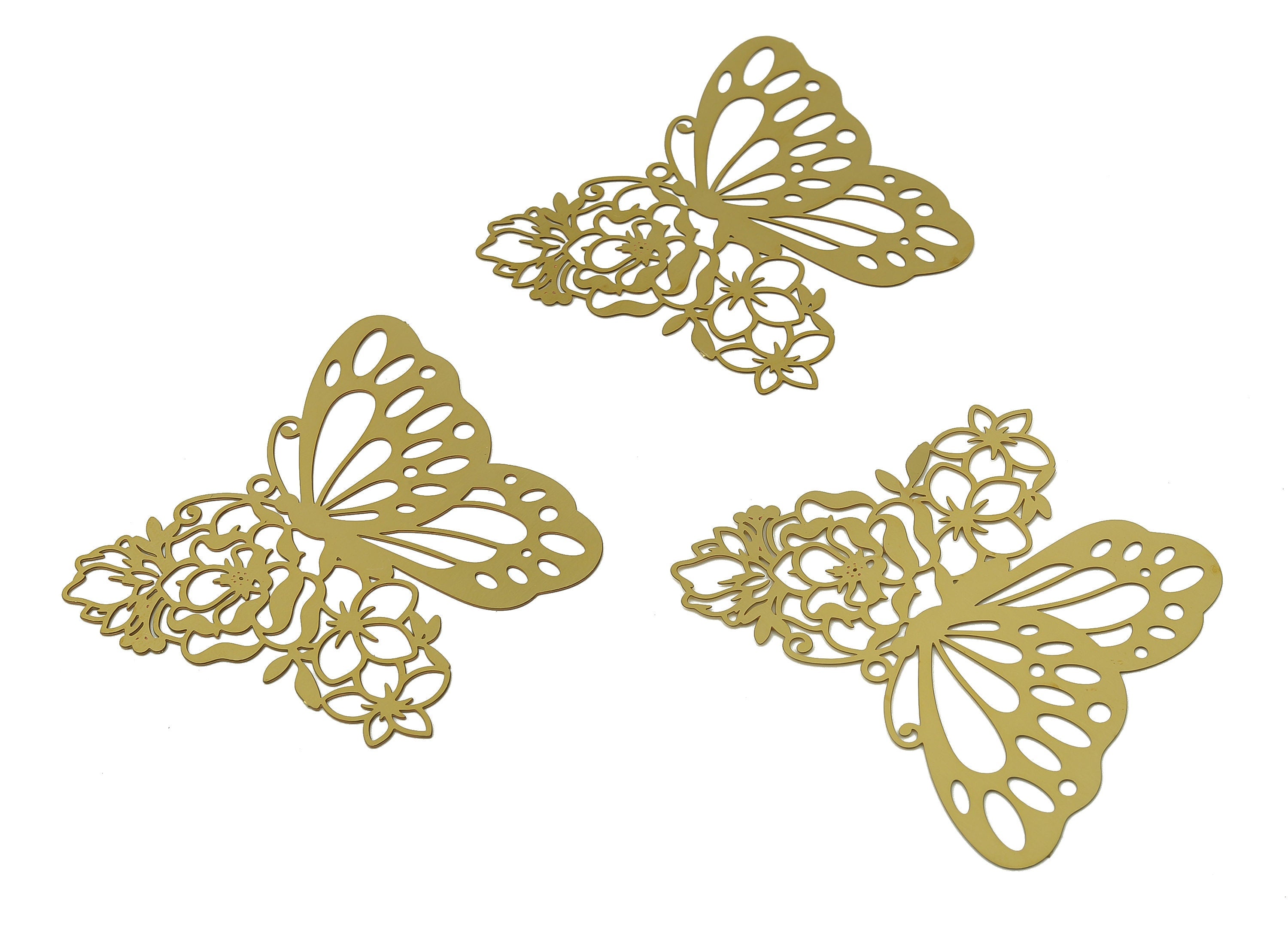 Brass Butterfly Earring Charm - Raw Brass Flower Pendant - Mystical Charm Connectors - Jewelry Supplies - 48.73x42.48x0.24mm - JJA4711 - DOMEDBAZAAR