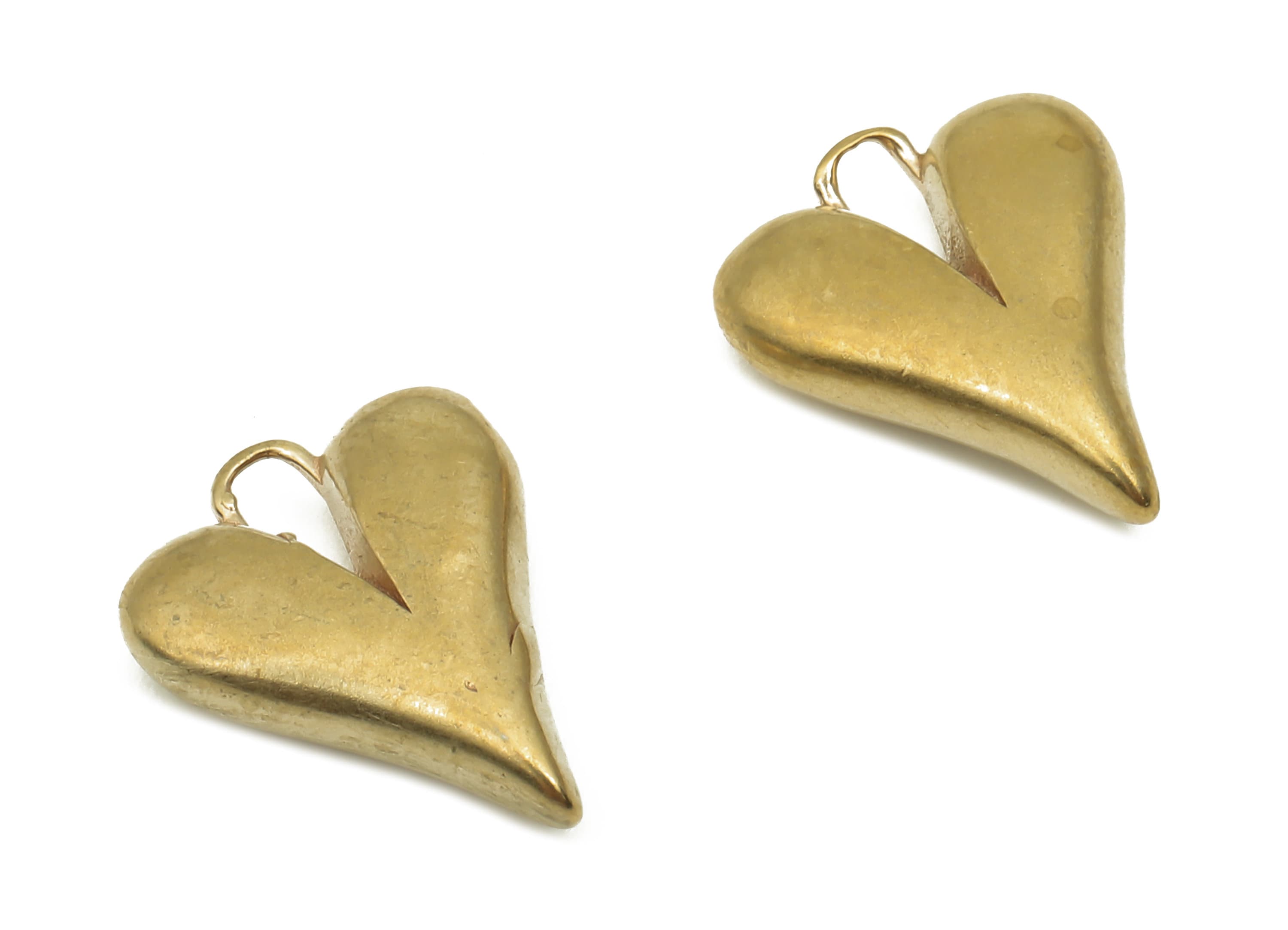 Brass Hearts Earrings Charms - Raw Brass Heart Pendant - Earring Findings - Jewelry Making Supplies - 13.8x11.07x3.64mm - PP7851 - DOMEDBAZAAR