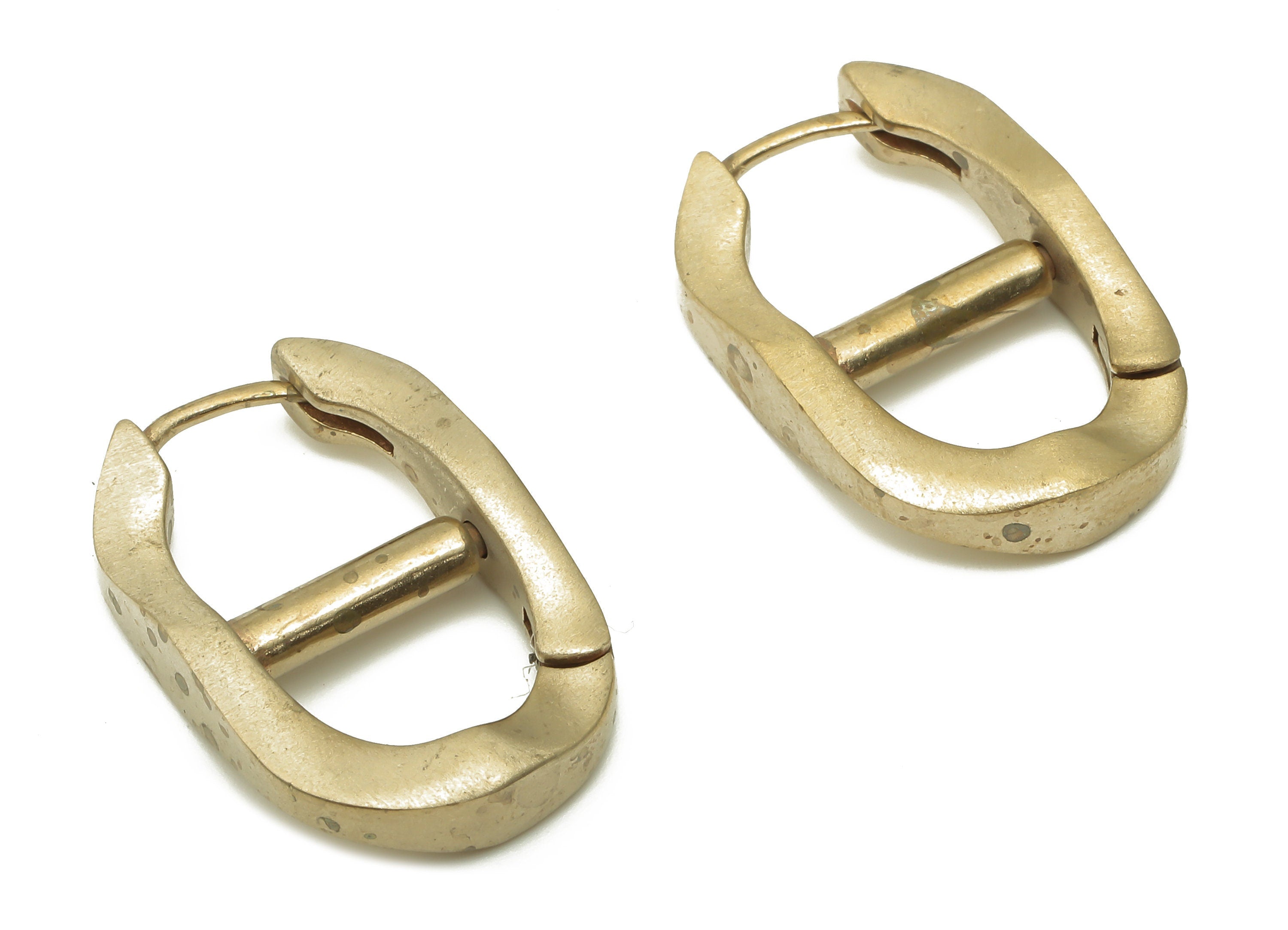 Brass Earring Clasp - Brass Huggie Hoop Earrings - Brass Oval Earrings - Jewelry Making Supplies - 24.48x15.6x3.4mm - PP7852 - DOMEDBAZAAR
