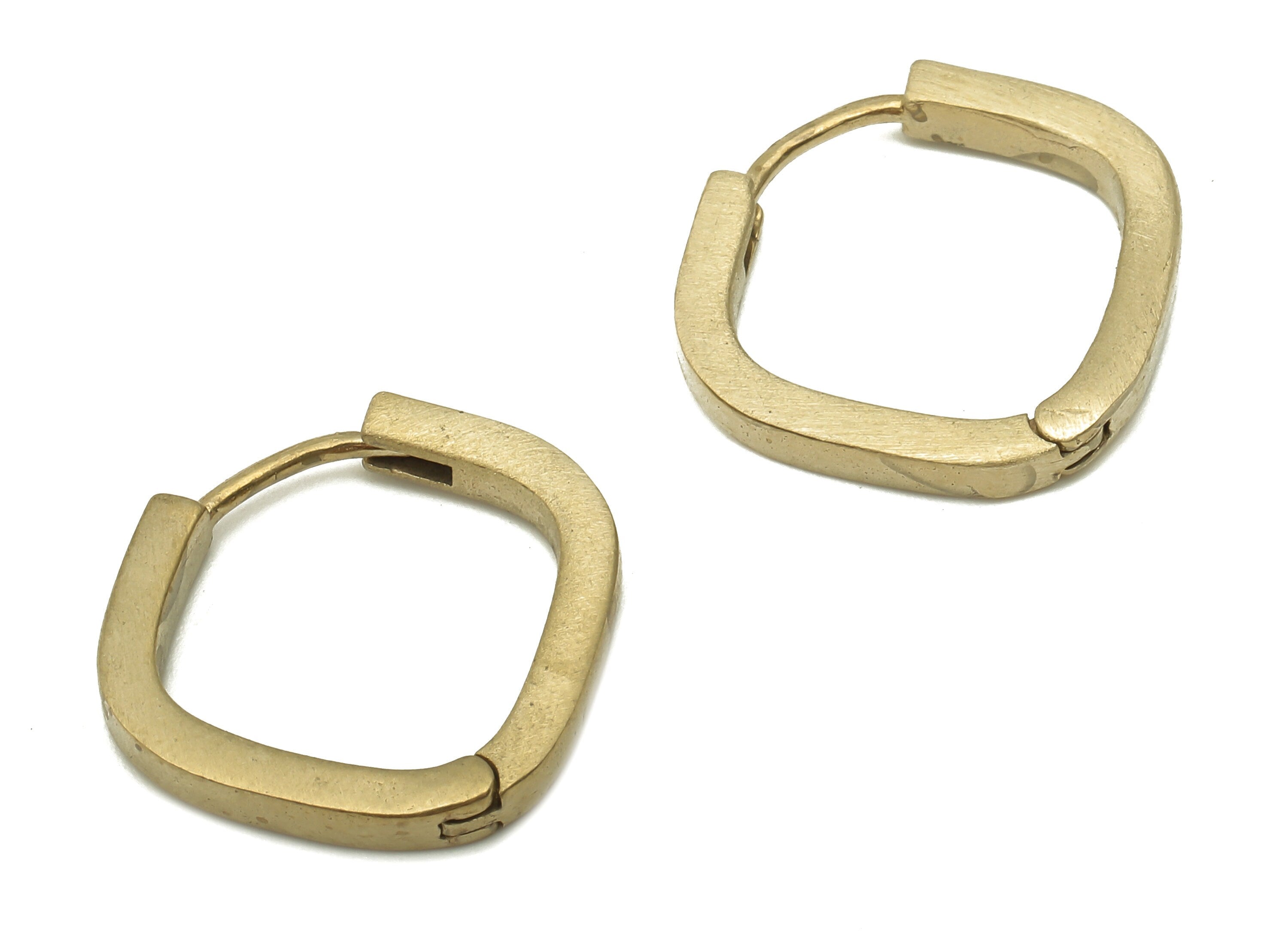 Brass Hoops Earring Clasp - Raw Brass Minimalist Square Huggie Hoop Earrings - Huggie Earring Findings - 16.1x15.99x2.28mm - PP7871 - DOMEDBAZAAR