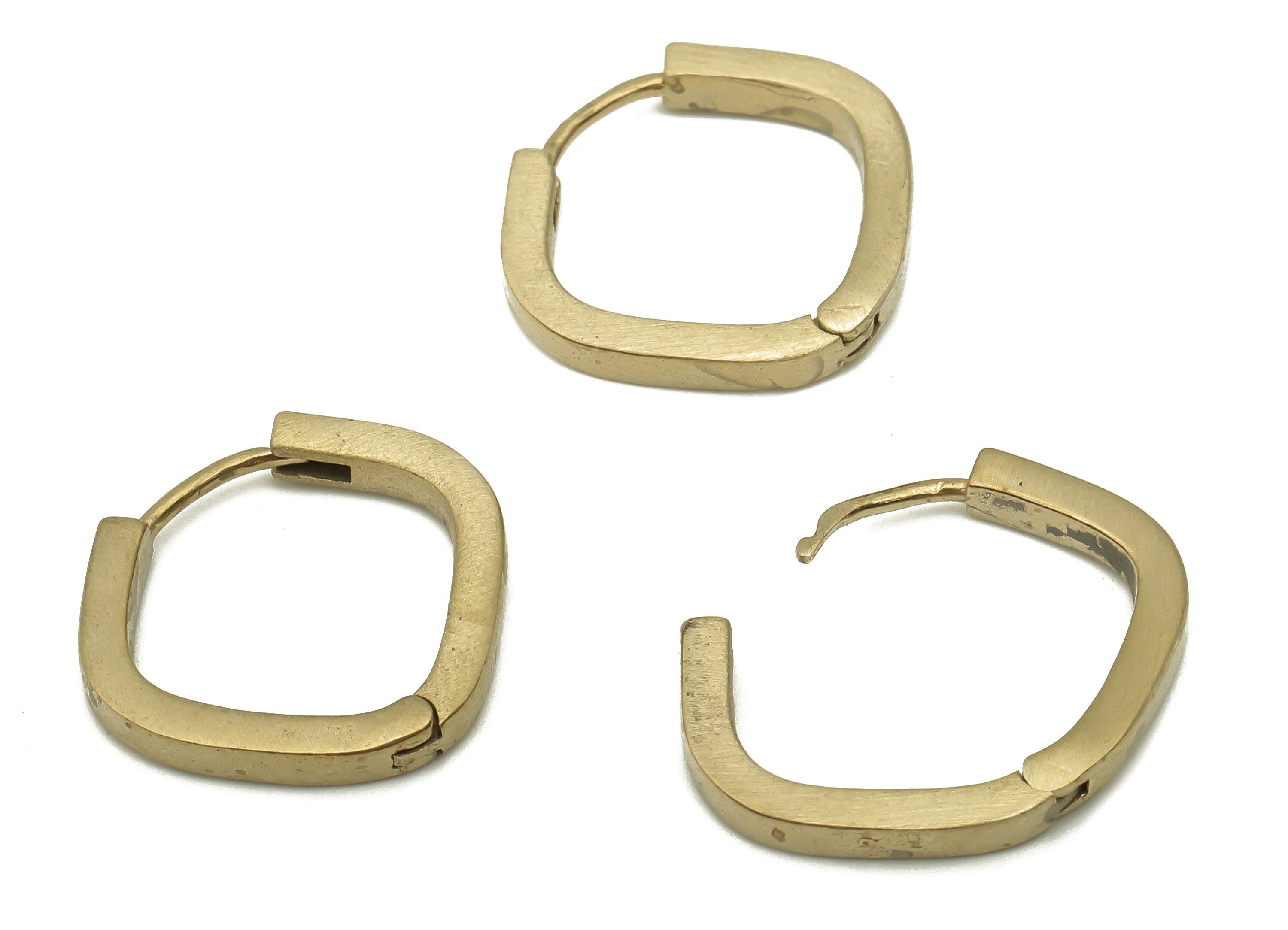 Brass Hoops Earring Clasp - Raw Brass Minimalist Square Huggie Hoop Earrings - Huggie Earring Findings - 16.1x15.99x2.28mm - PP7871 - DOMEDBAZAAR