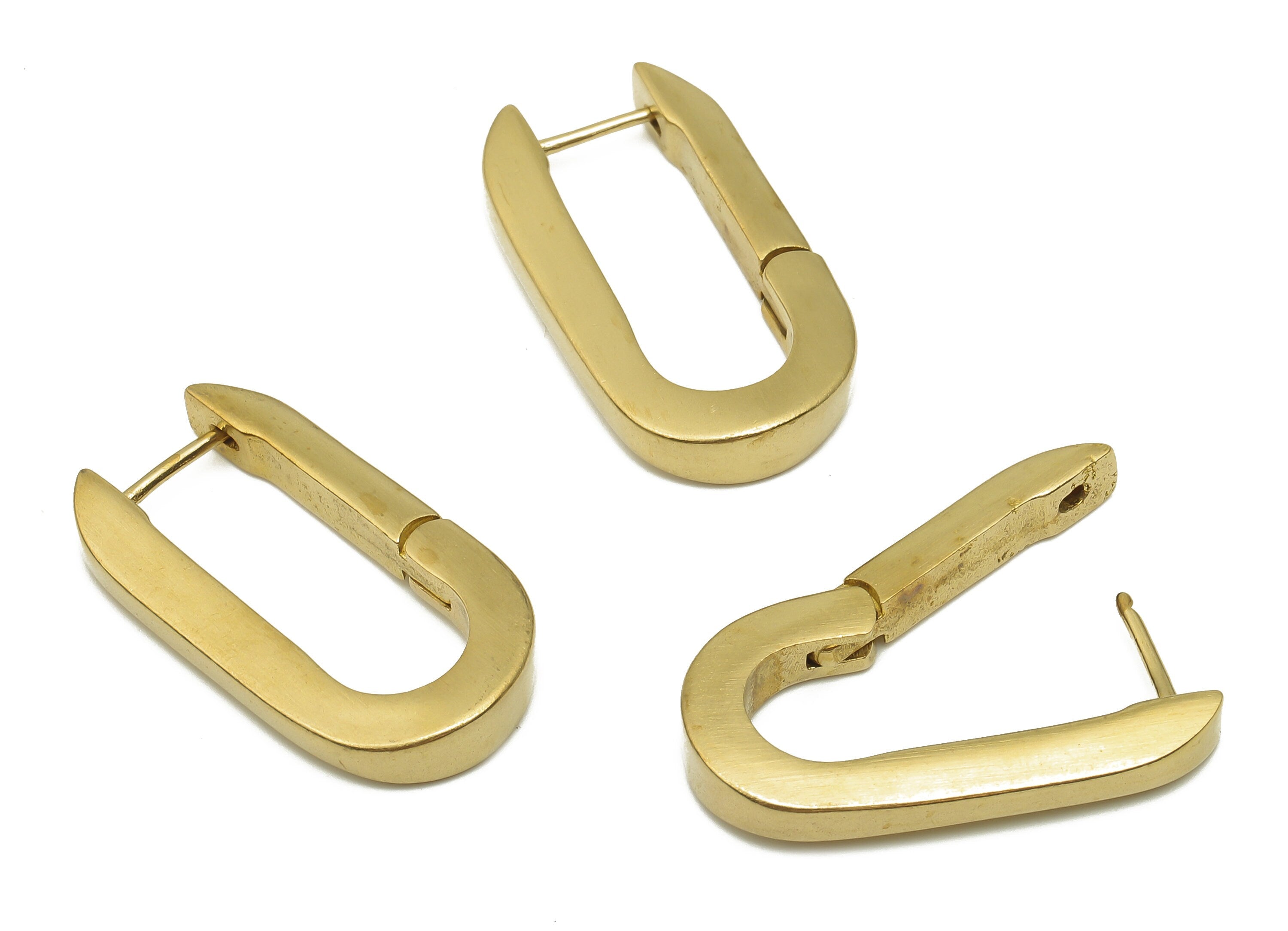 Brass Oval Earrings Clasp - Raw Brass Stud Earrings - Brass Rectangular Hoop Earrings - Jewelry Supplies - 26.68x14.33x3.63mm- PP7882 - DOMEDBAZAAR